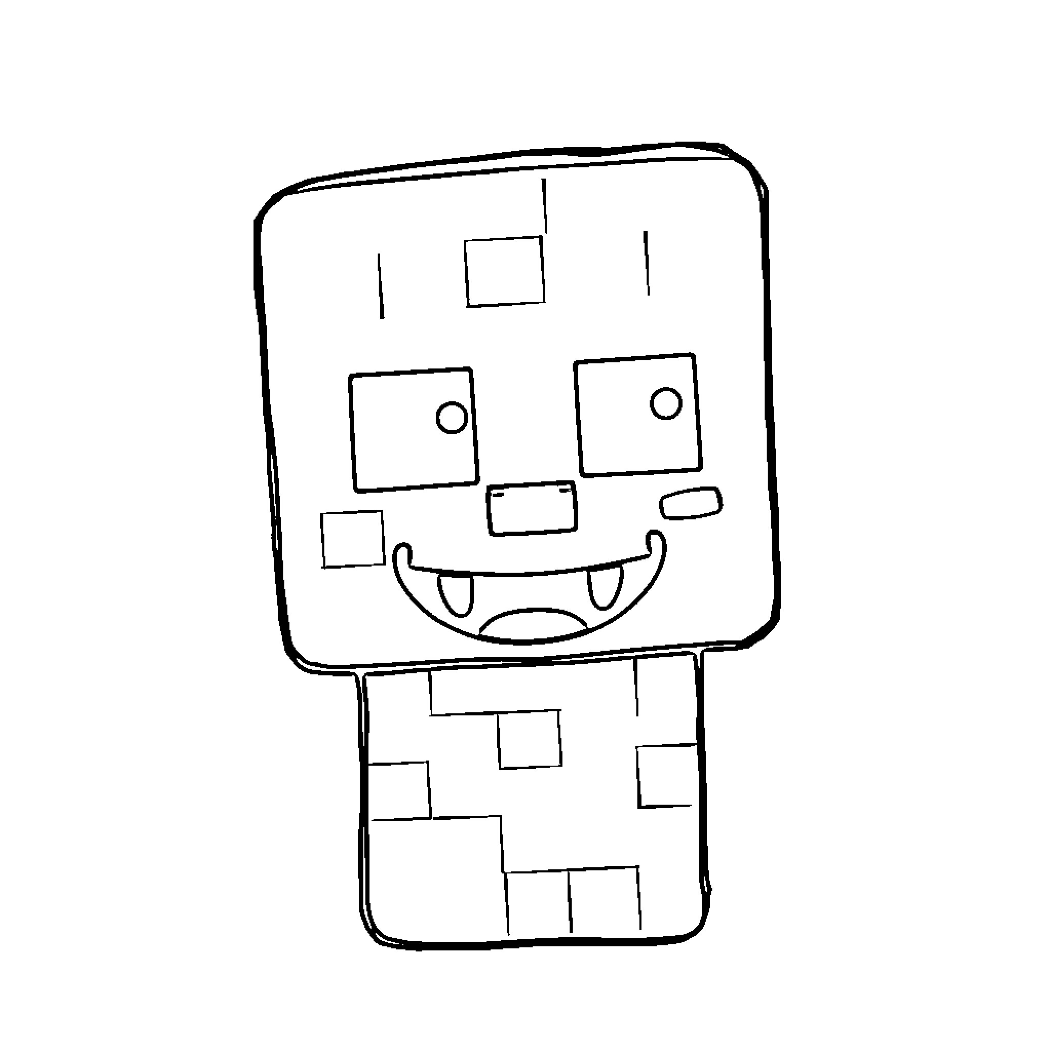 Creeper with a playful expression Coloring Page (free black-and-white line drawing printable PDF for all, from beginners to advanced learners, including children, teens, adults, and seniors)
