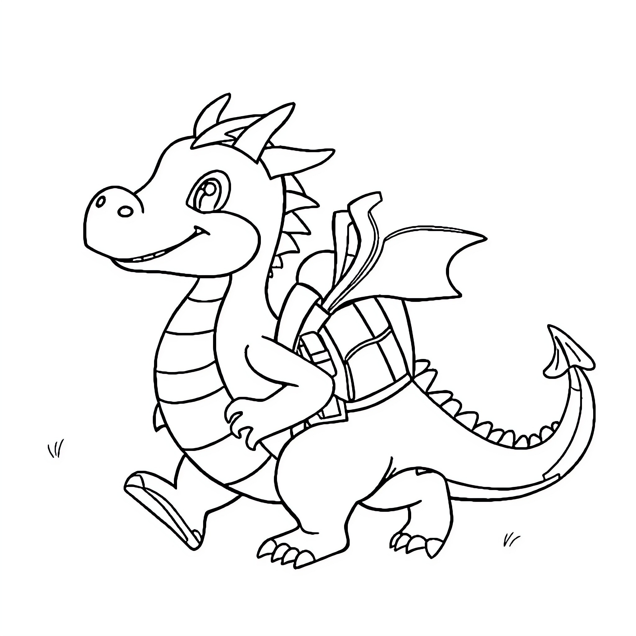 Dragon playfully soaring in the air Coloring Page (free black-and-white line drawing printable PDF for all, from beginners to advanced learners, including children, teens, adults, and seniors)