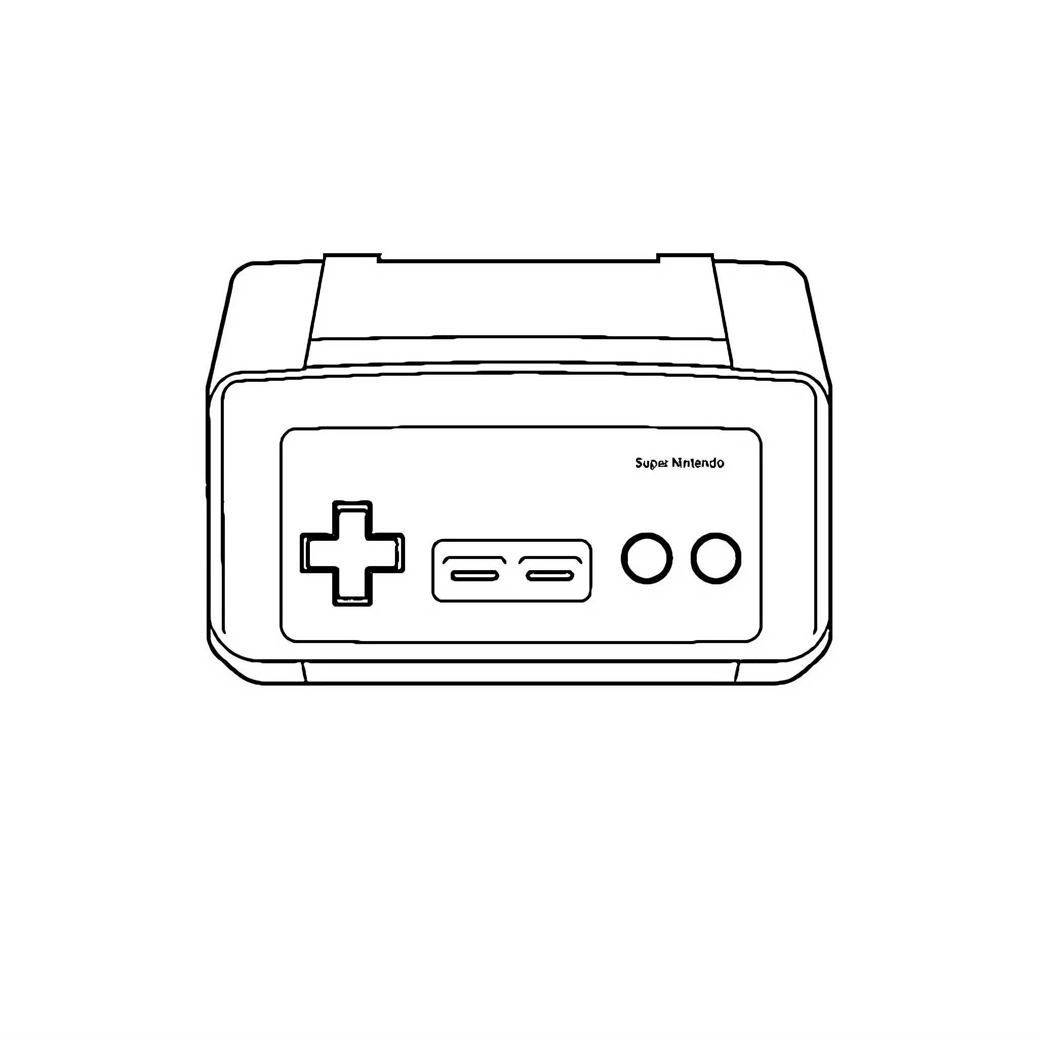 Super Nintendo game controller outline Coloring Page (free black-and-white line drawing printable PDF for all, from beginners to advanced learners, including children, teens, adults, and seniors)