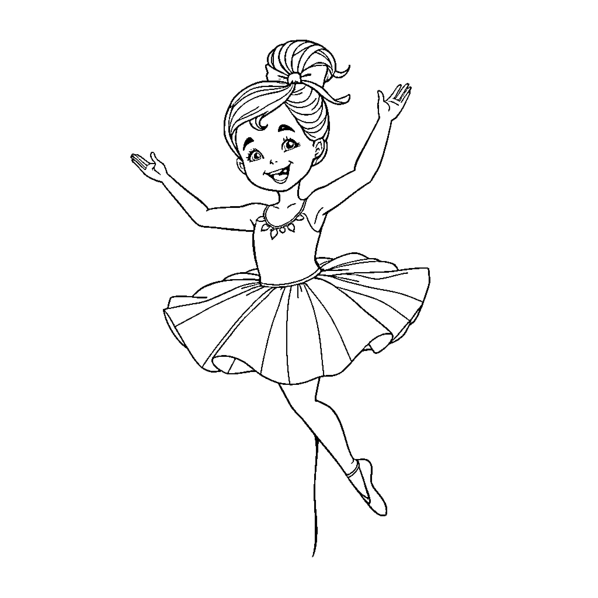 Gabby's Joyful Ballet Performance Coloring Page (free black-and-white line drawing printable PDF for all, from beginners to advanced learners, including children, teens, adults, and seniors)