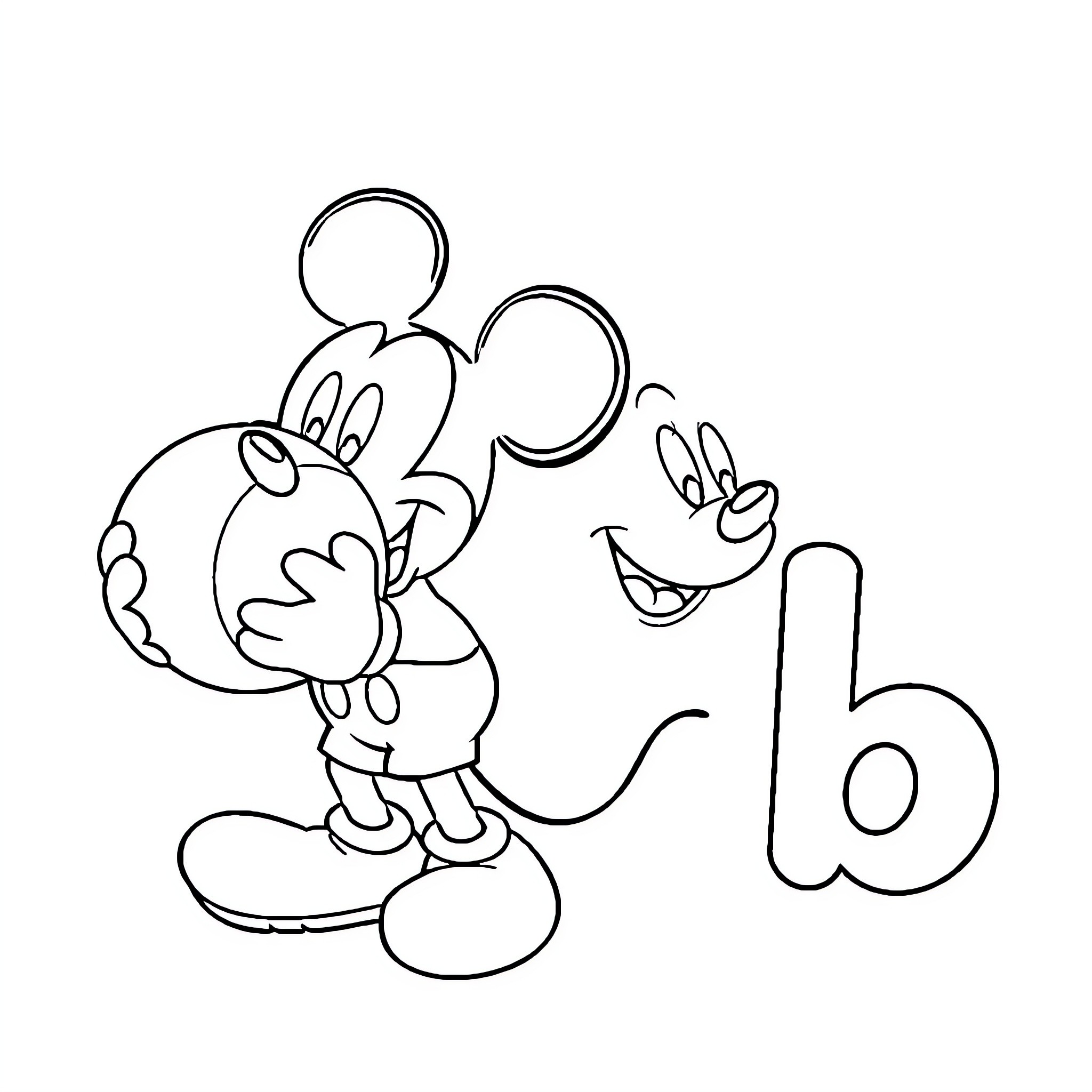 Mickey Mouse making funny gestures and expressions Coloring Page (free black-and-white line drawing printable PDF for all, from beginners to advanced learners, including children, teens, adults, and seniors)