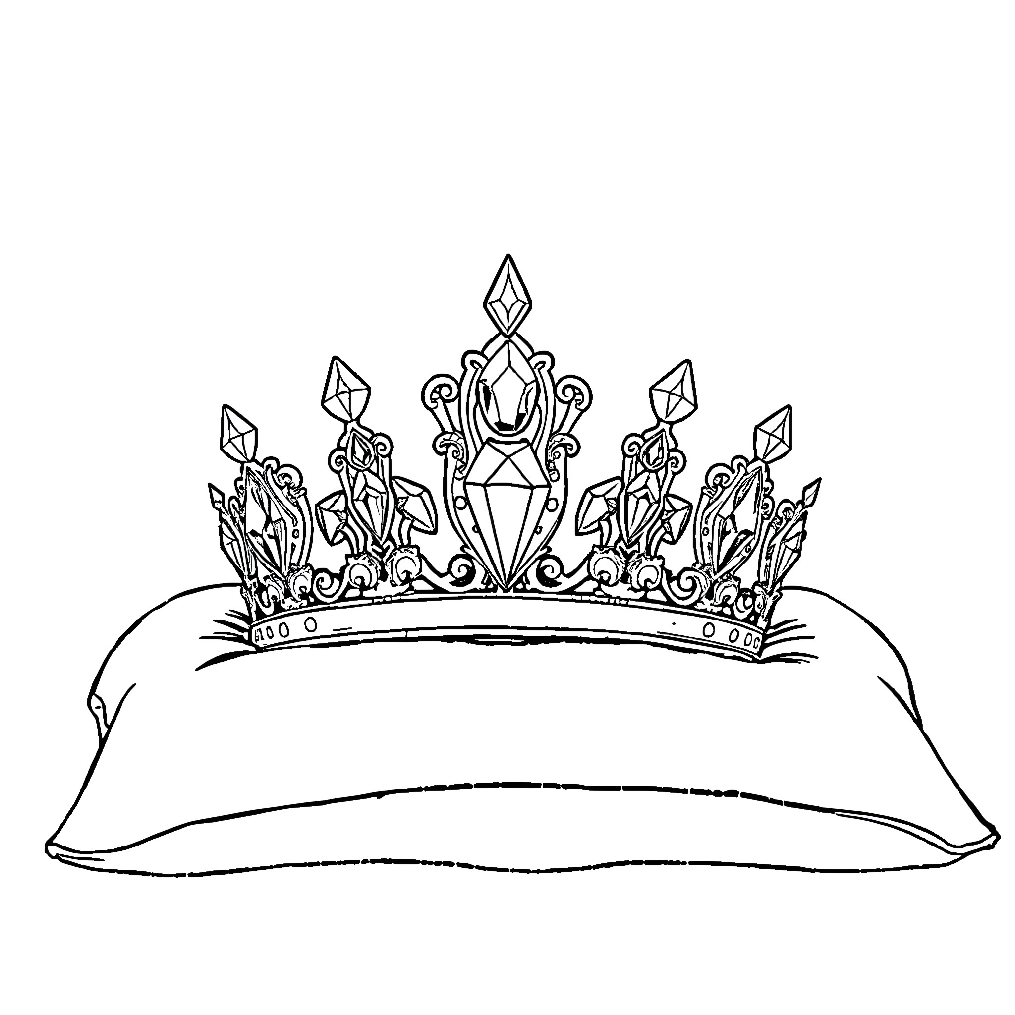 Crown adorned with intricate diamond-shaped designs Coloring Page (free black-and-white line drawing printable PDF for all, from beginners to advanced learners, including children, teens, adults, and seniors)