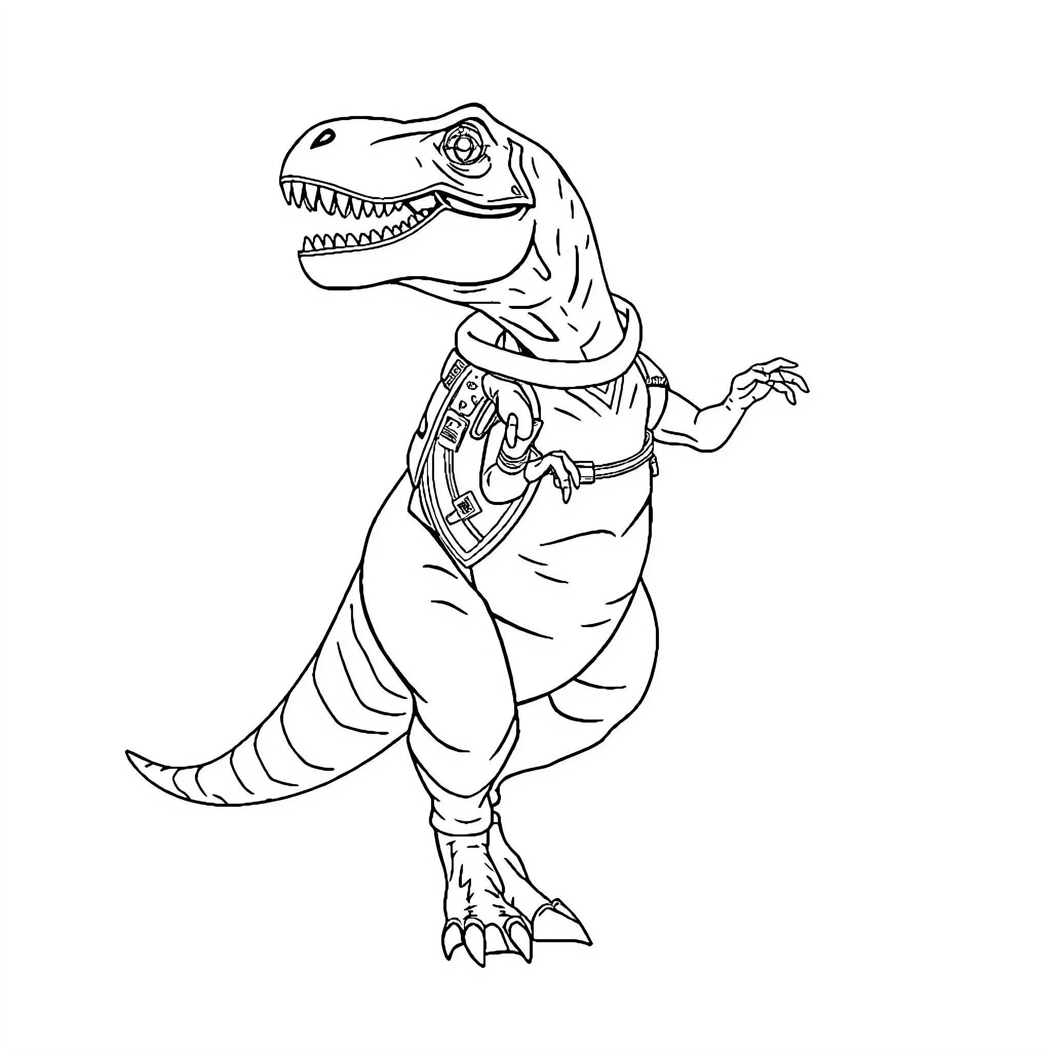 Velociraptor in action-packed pose Coloring Page (free black-and-white line drawing printable PDF for all, from beginners to advanced learners, including children, teens, adults, and seniors)