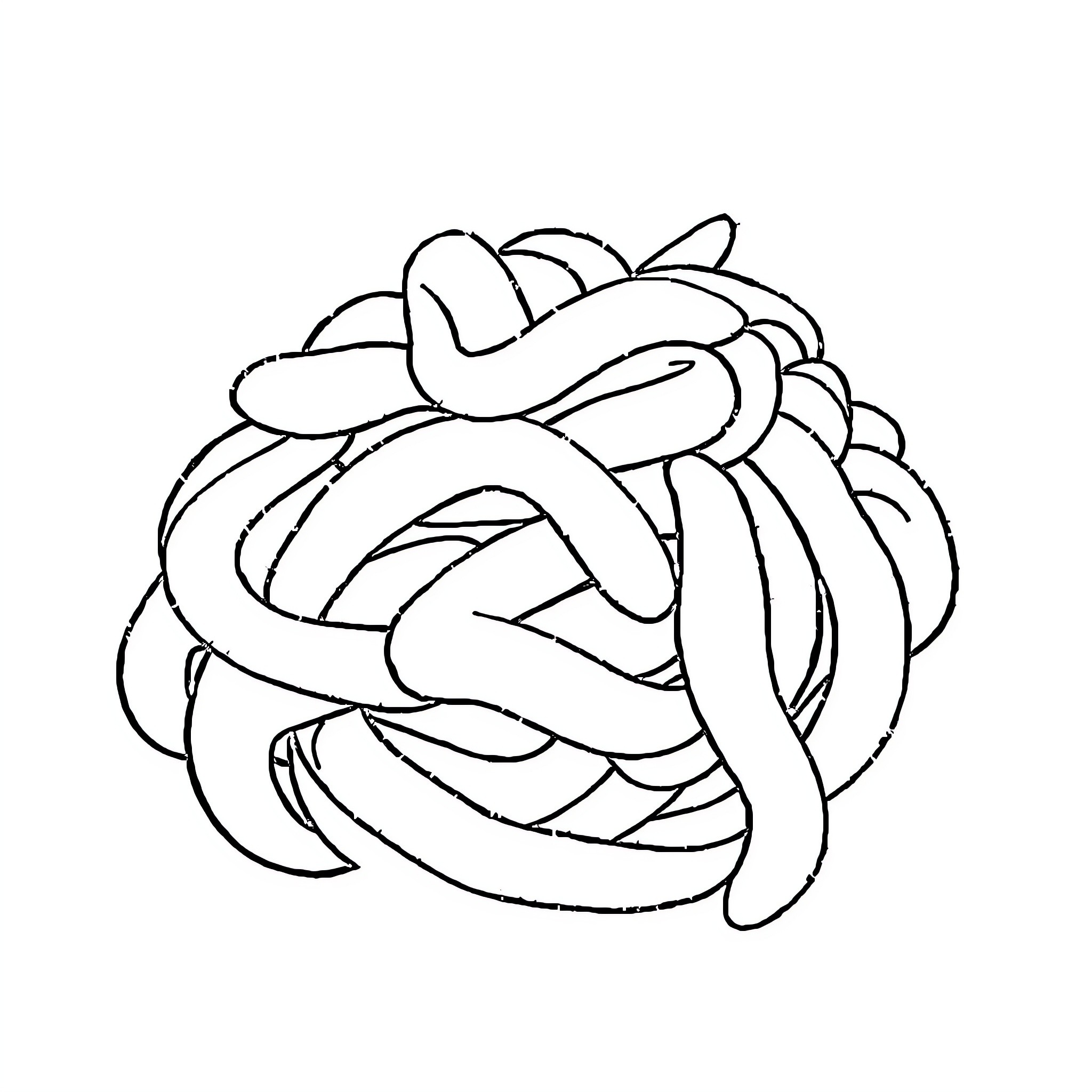 Pasta Shapes Intertwined in Playful Design Coloring Page (free black-and-white line drawing printable PDF for all, from beginners to advanced learners, including children, teens, adults, and seniors)