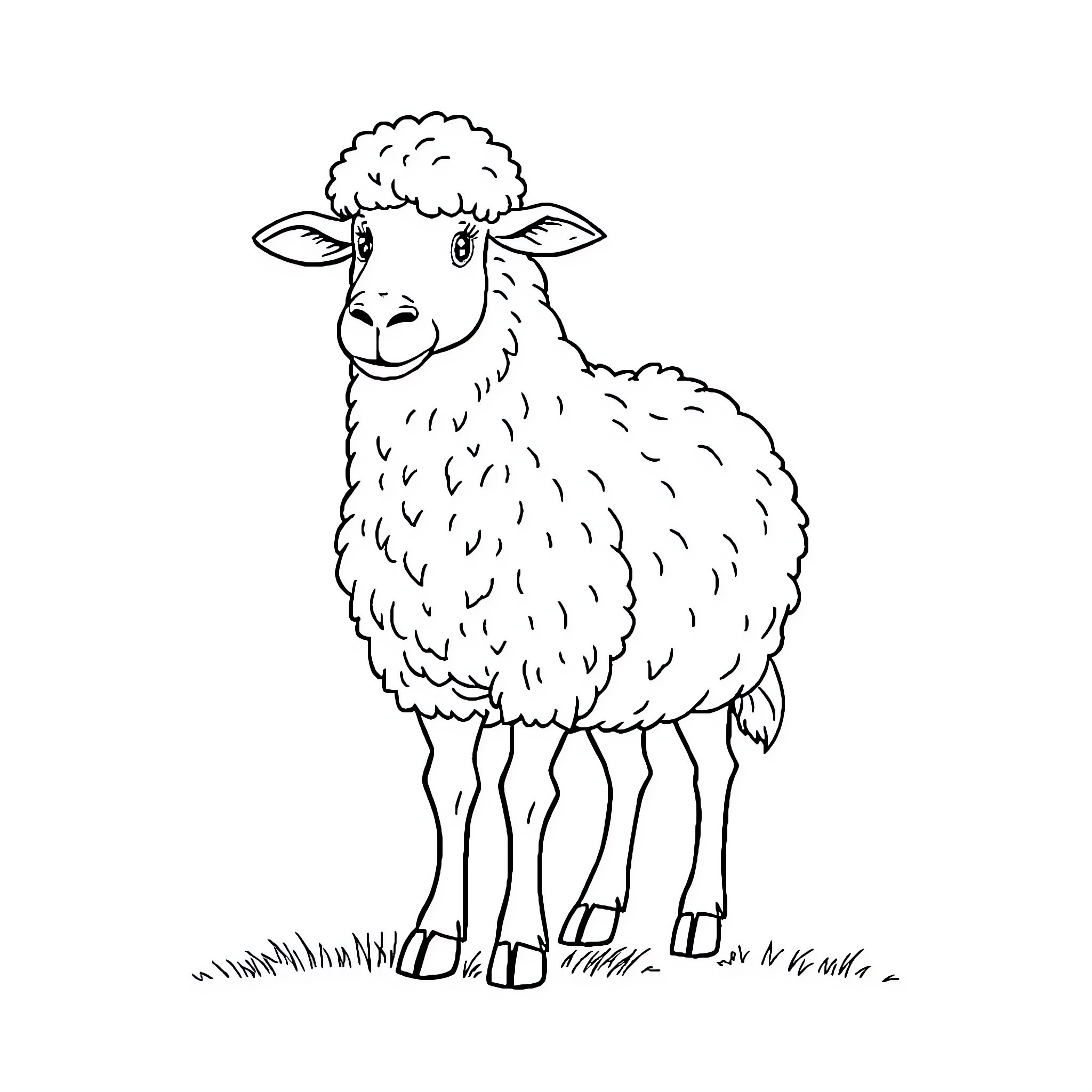 Gideon the friendly sheep in the field Coloring Page (free black-and-white line drawing printable PDF for all, from beginners to advanced learners, including children, teens, adults, and seniors)