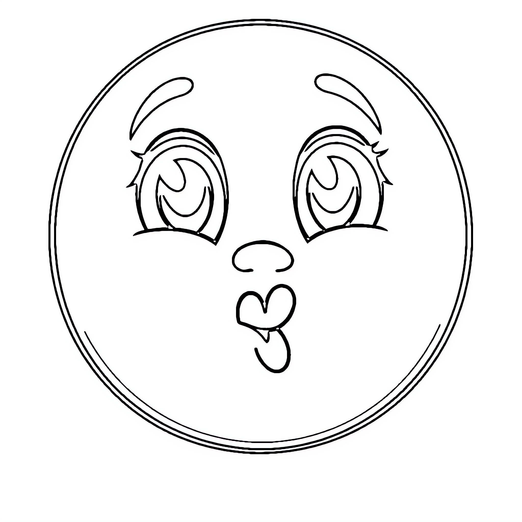 Smiley face with happy expression Coloring Page (free black-and-white line drawing printable PDF for all, from beginners to advanced learners, including children, teens, adults, and seniors)