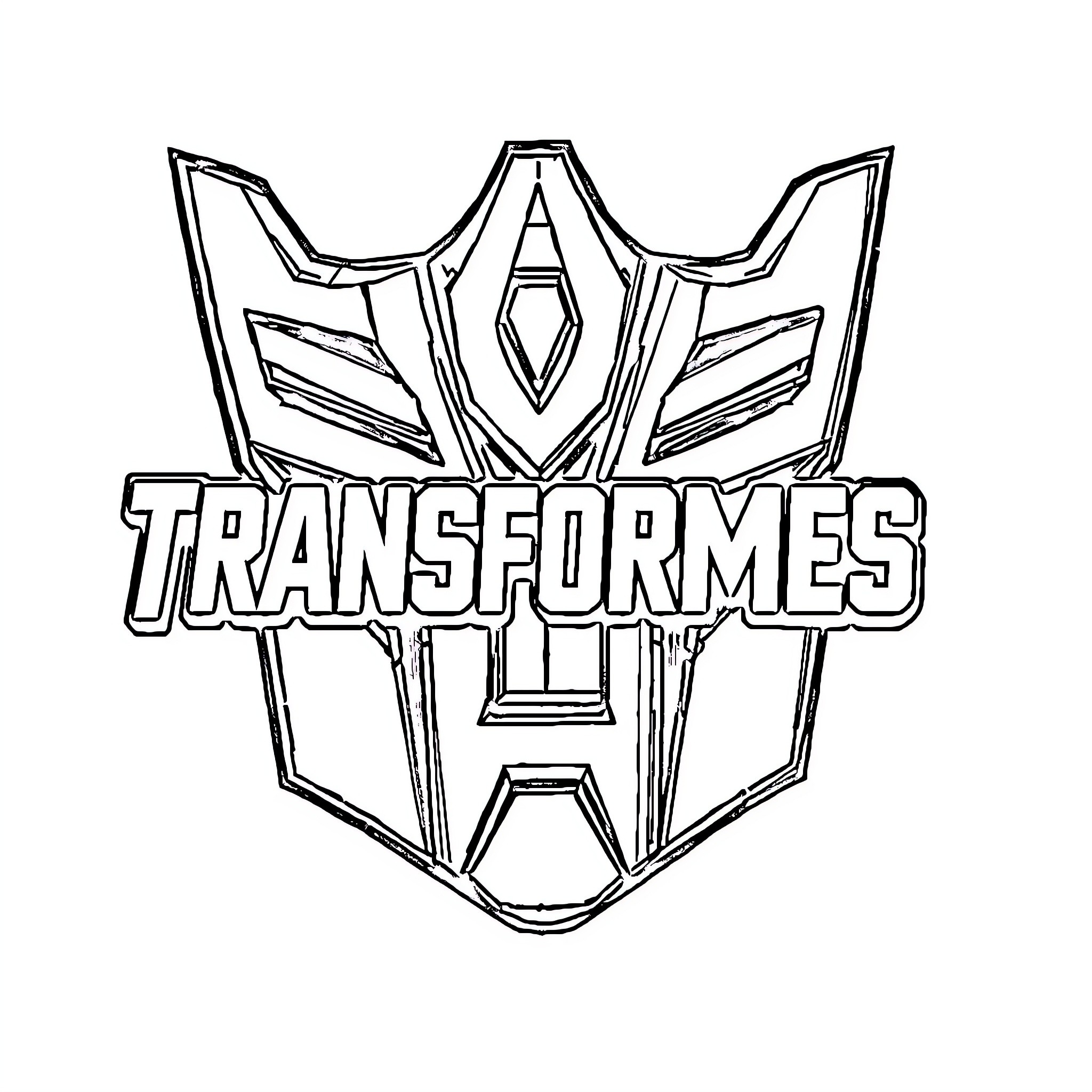 Transformers heroic emblem display Coloring Page (free black-and-white line drawing printable PDF for all, from beginners to advanced learners, including children, teens, adults, and seniors)