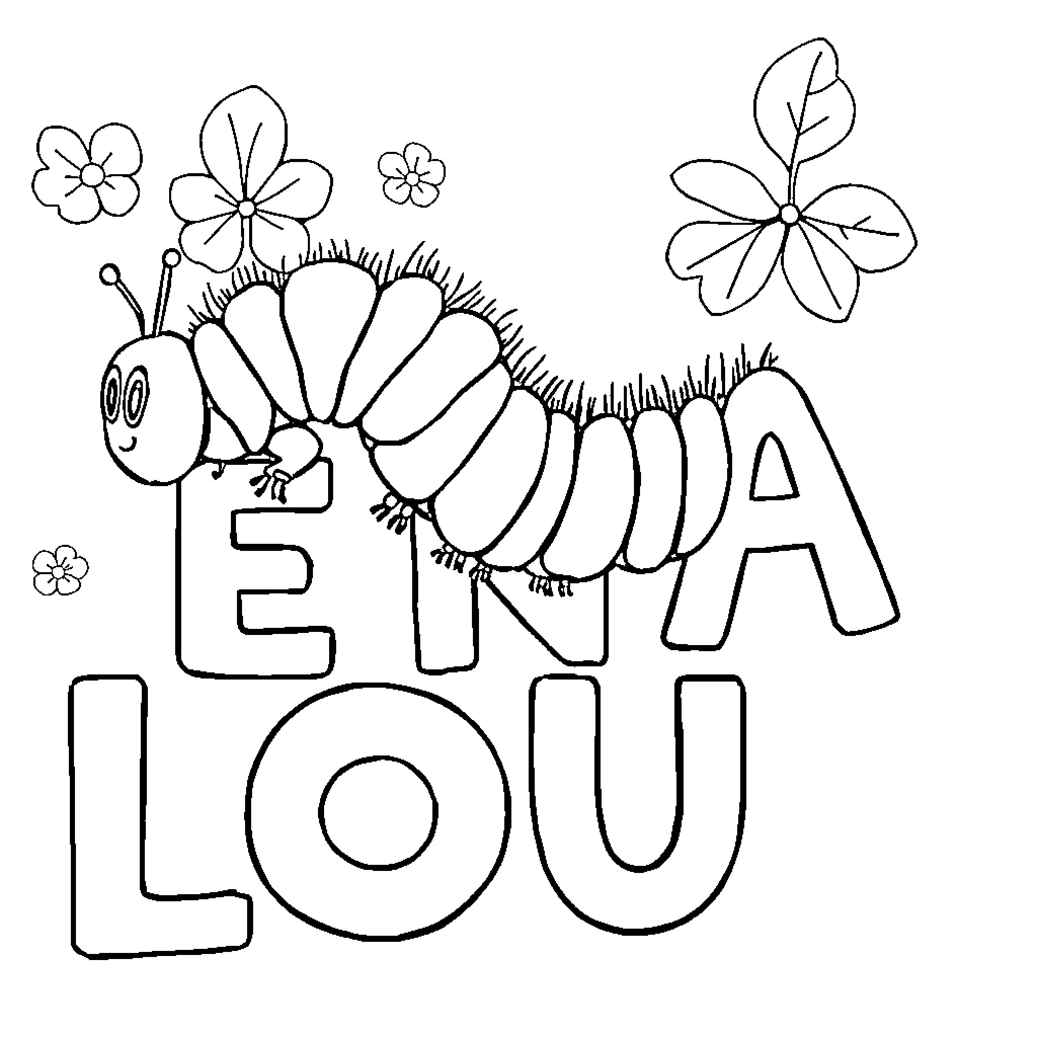 Caterpillar crawling with flower decorations Coloring Page (free black-and-white line drawing printable PDF for all, from beginners to advanced learners, including children, teens, adults, and seniors)