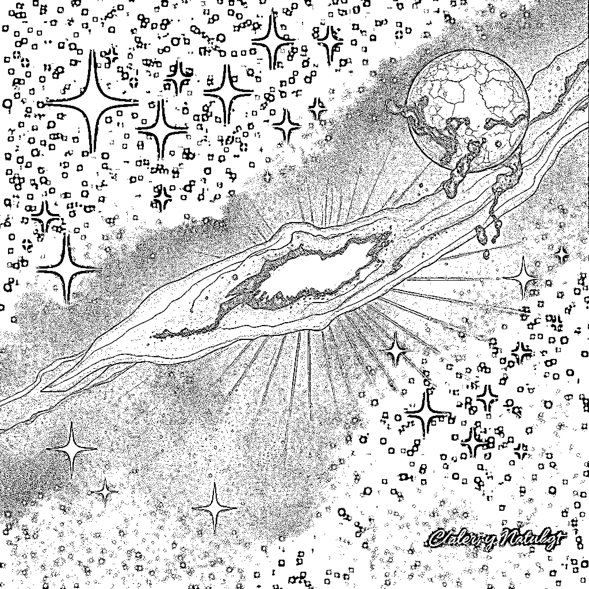 Galaxy of Celestial Constellations Coloring Page (free black-and-white line drawing printable PDF for all, from beginners to advanced learners, including children, teens, adults, and seniors)