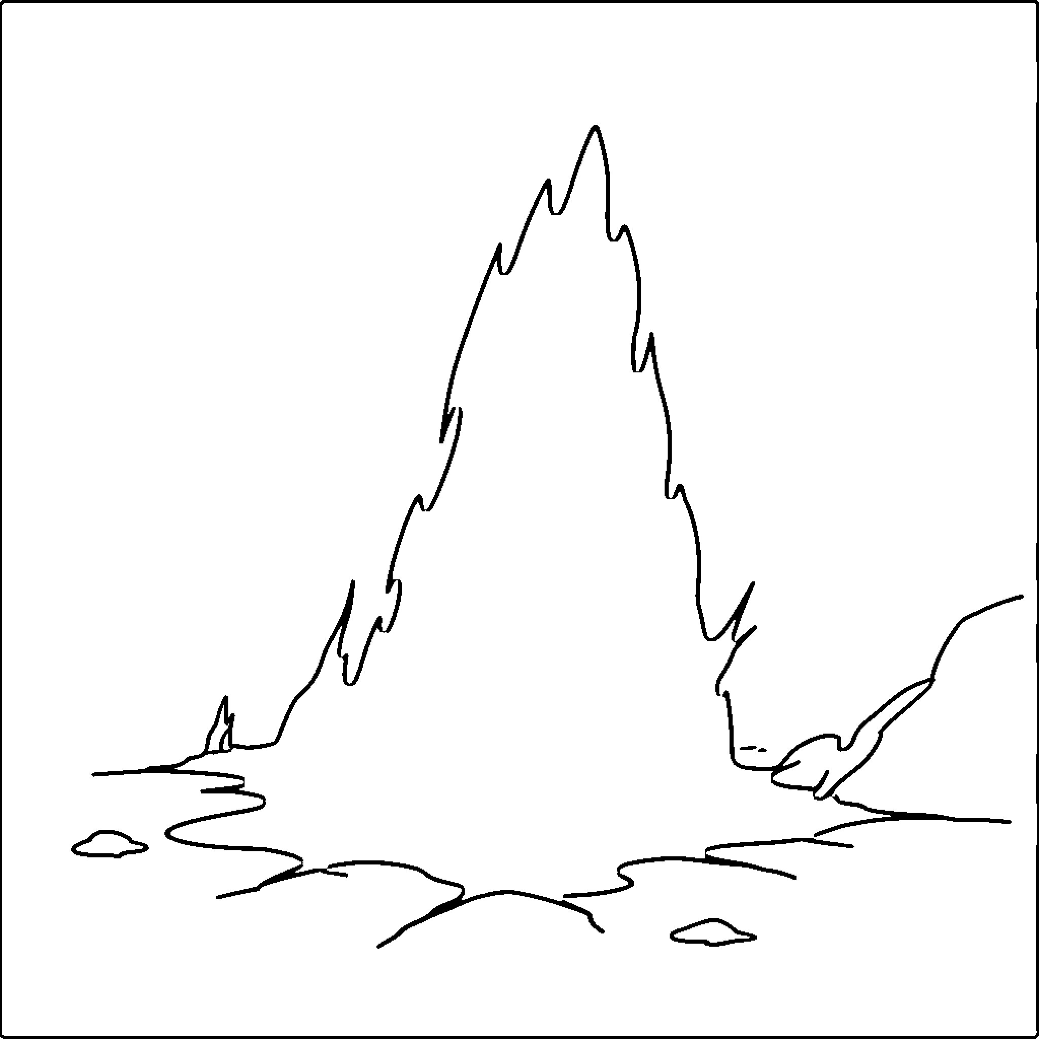 Hodna Shadow Landscape with Rugged Mountain Coloring Page (free black-and-white line drawing printable PDF for all, from beginners to advanced learners, including children, teens, adults, and seniors)