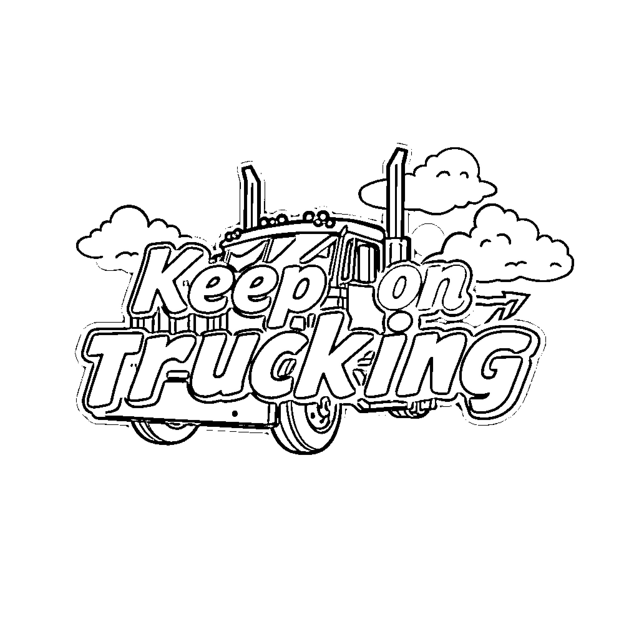 Truck Carrying a Slogan Message Coloring Page (free black-and-white line drawing printable PDF for all, from beginners to advanced learners, including children, teens, adults, and seniors)