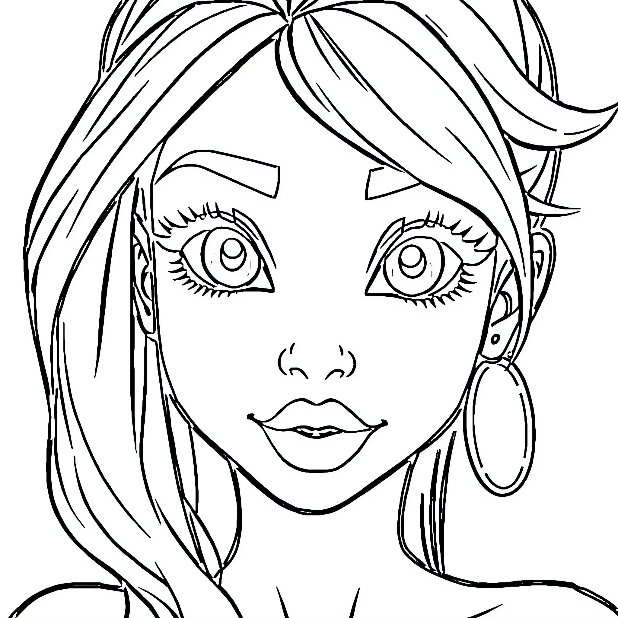 Anime Woman with Dramatic Facial Expression Coloring Page (free black-and-white line drawing printable PDF for all, from beginners to advanced learners, including children, teens, adults, and seniors)
