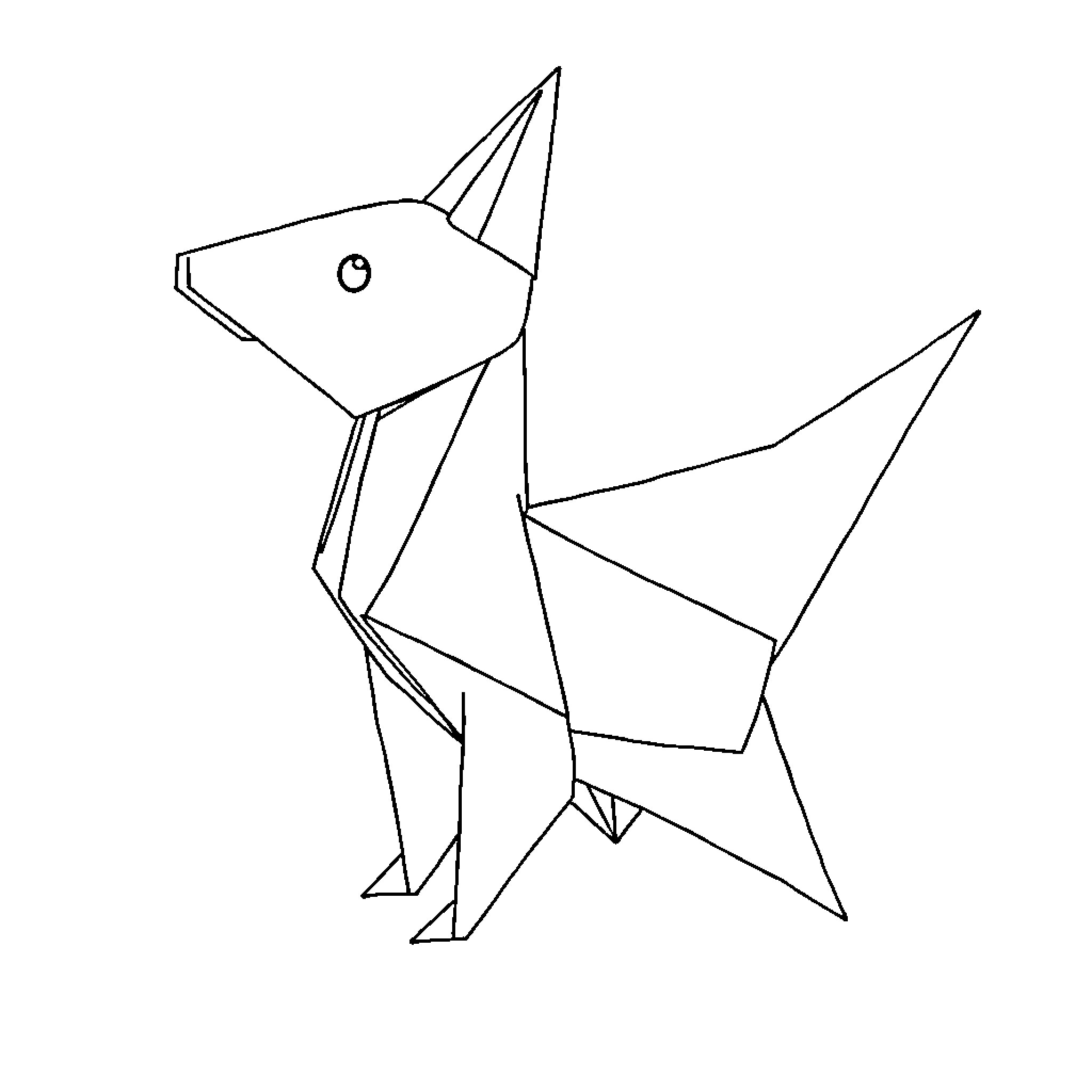 Omigami abstract animal figure Coloring Page (free black-and-white line drawing printable PDF for all, from beginners to advanced learners, including children, teens, adults, and seniors)