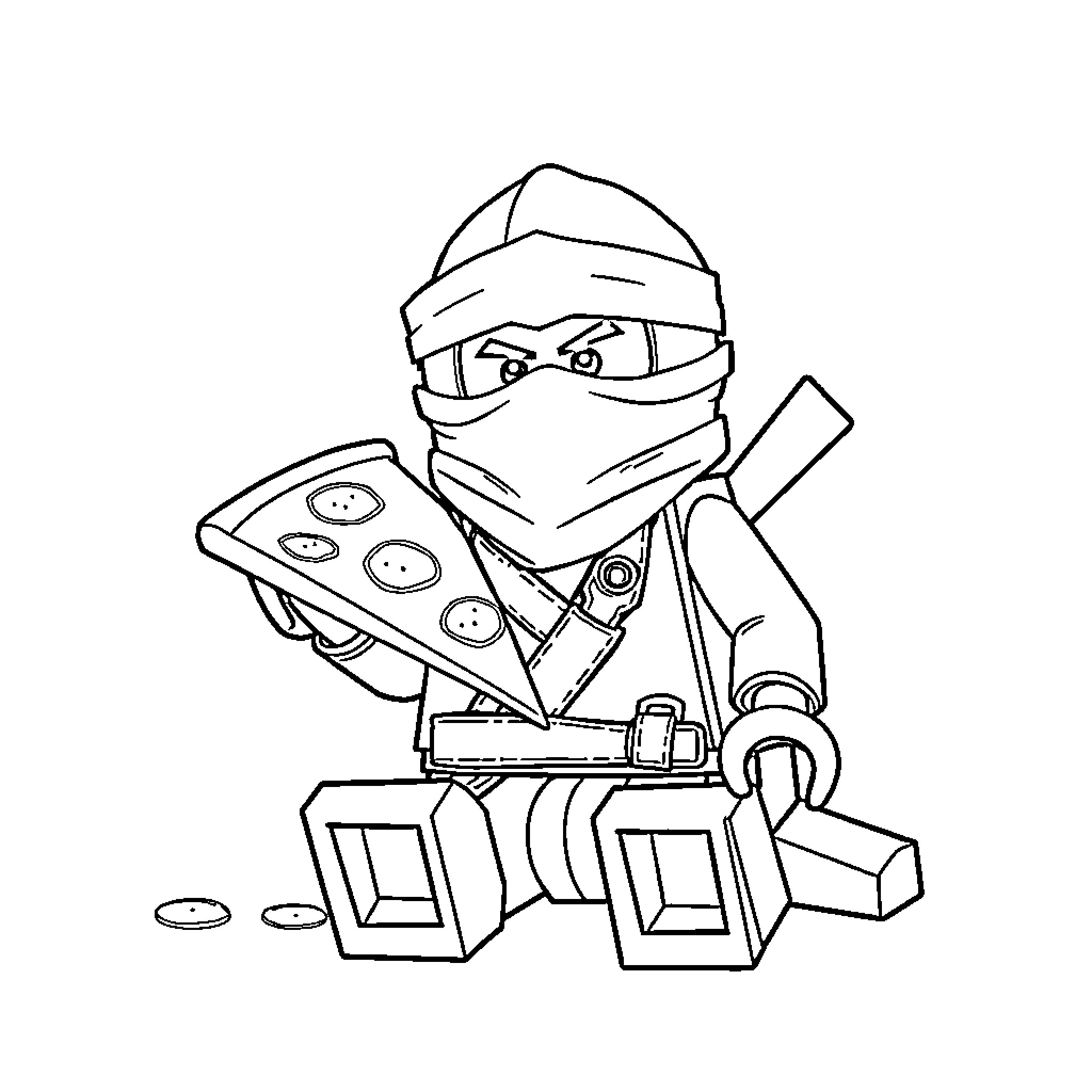 Lloyd the Ninja Warrior in Action Coloring Page (free black-and-white line drawing printable PDF for all, from beginners to advanced learners, including children, teens, adults, and seniors)