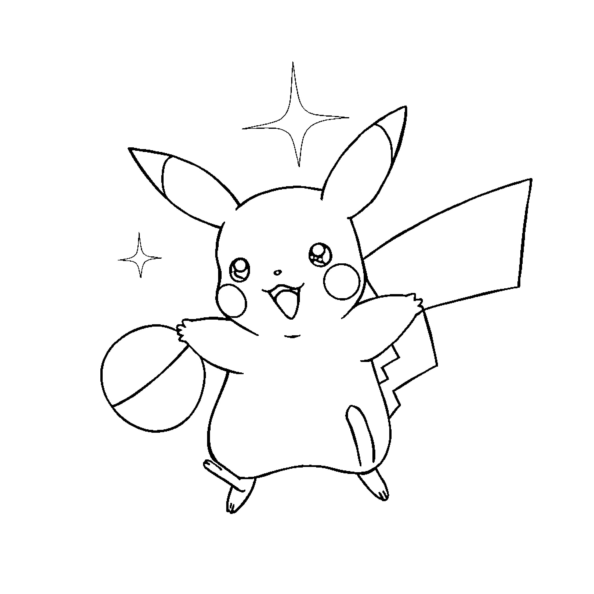 Pikachu performing a magical act Coloring Page (free black-and-white line drawing printable PDF for all, from beginners to advanced learners, including children, teens, adults, and seniors)