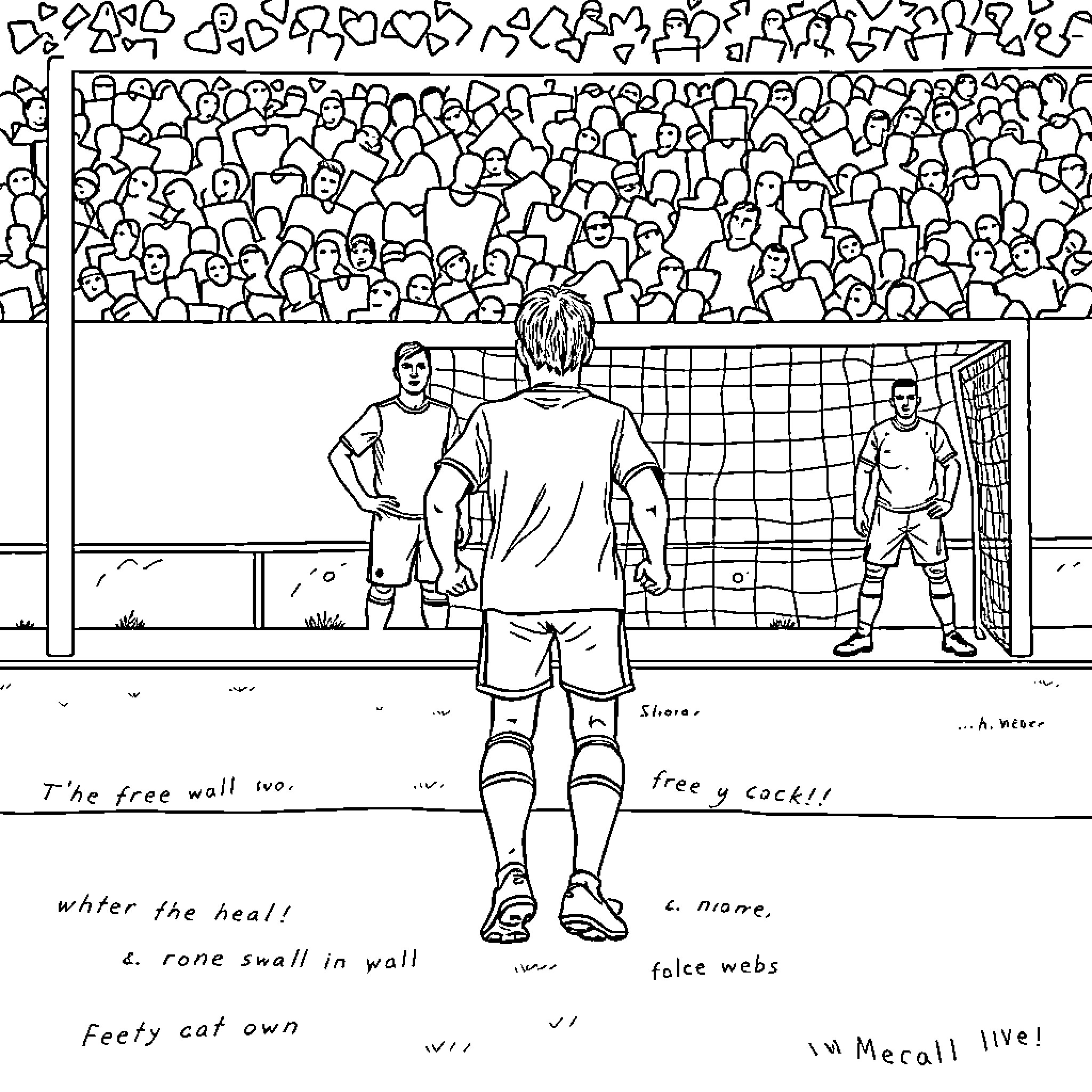Soccer Player in Action on the Field Coloring Page (free black-and-white line drawing printable PDF for all, from beginners to advanced learners, including children, teens, adults, and seniors)
