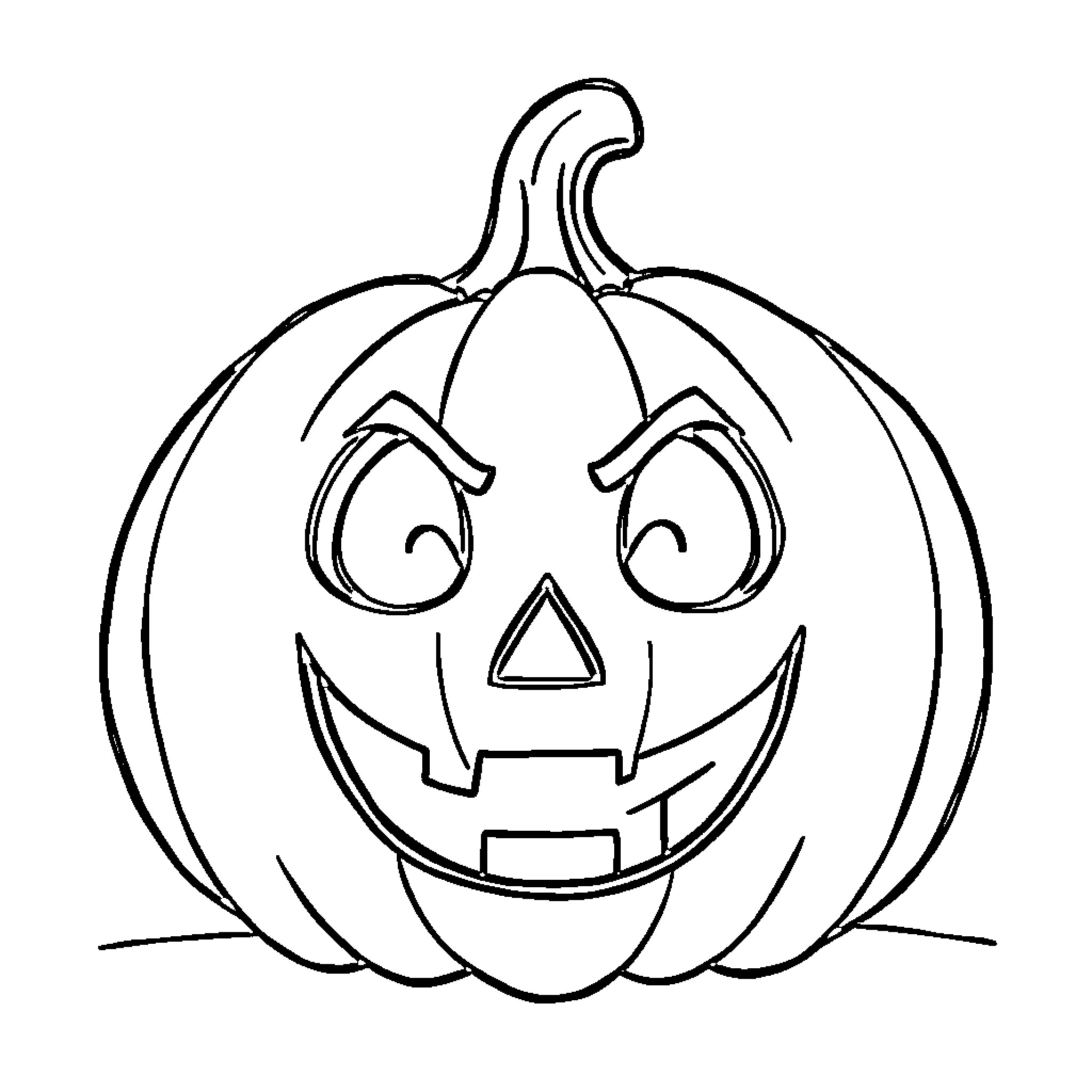 Jack-o'-lantern with a mischievous expression Coloring Page (free black-and-white line drawing printable PDF for all, from beginners to advanced learners, including children, teens, adults, and seniors)