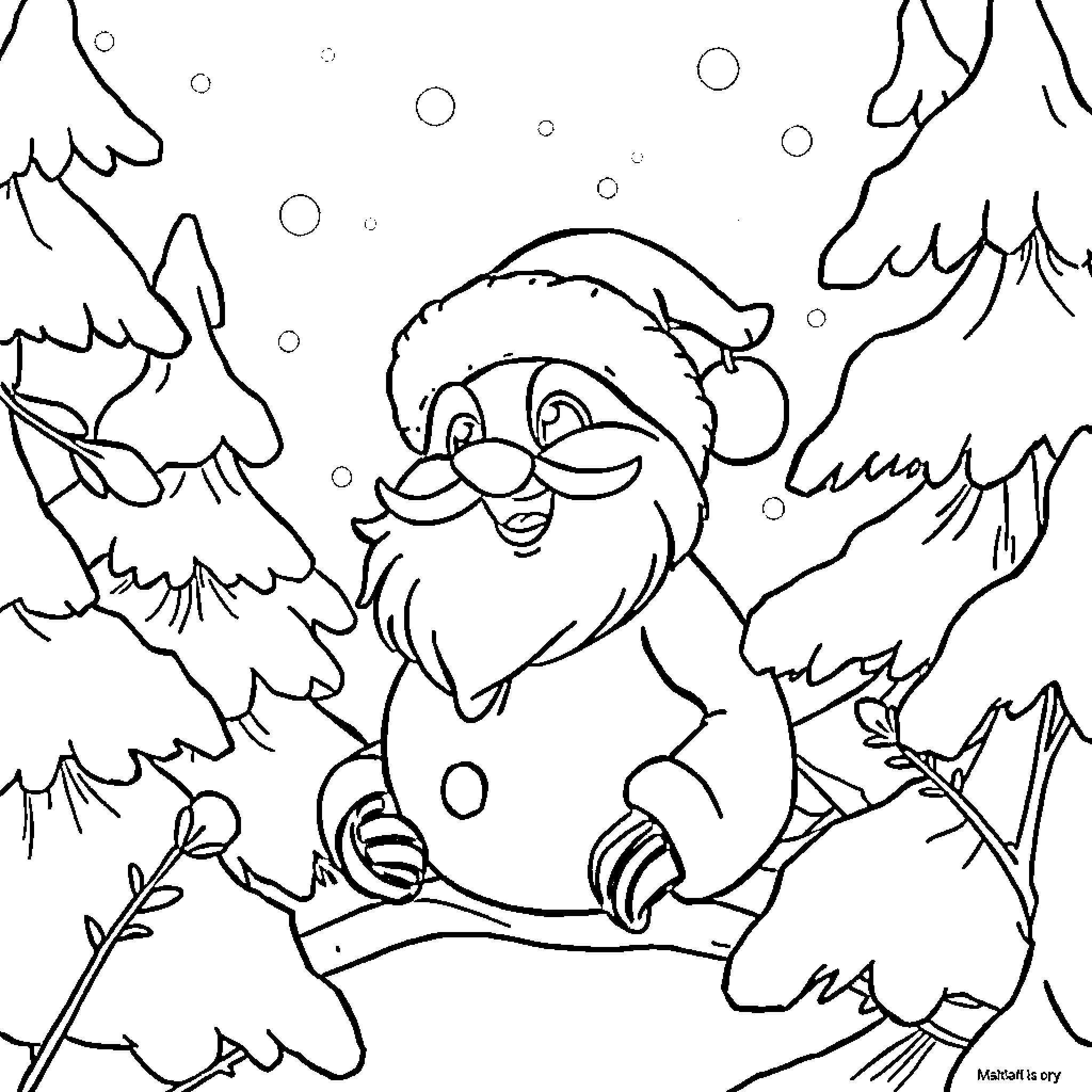 Paw Patrol character in snowy winter scene Coloring Page (free black-and-white line drawing printable PDF for all, from beginners to advanced learners, including children, teens, adults, and seniors)