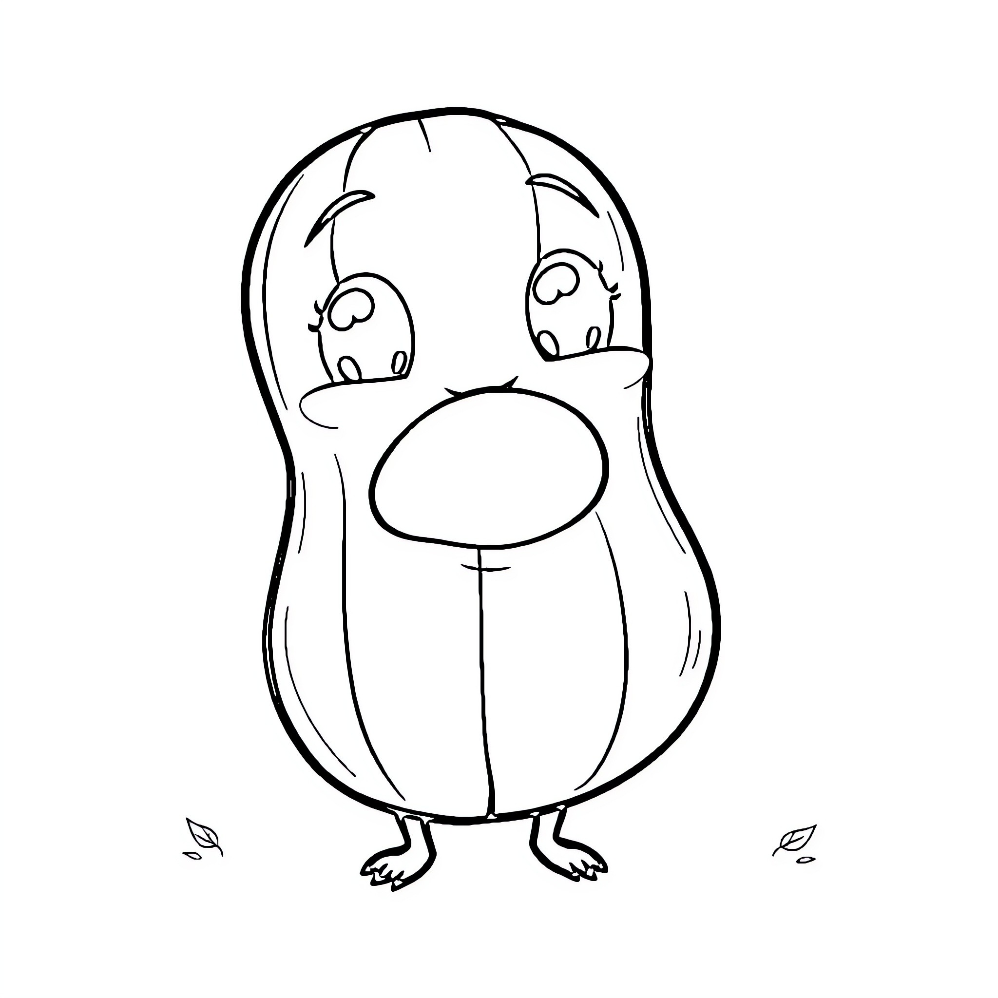Peanut character with expressive face Coloring Page (free black-and-white line drawing printable PDF for all, from beginners to advanced learners, including children, teens, adults, and seniors)