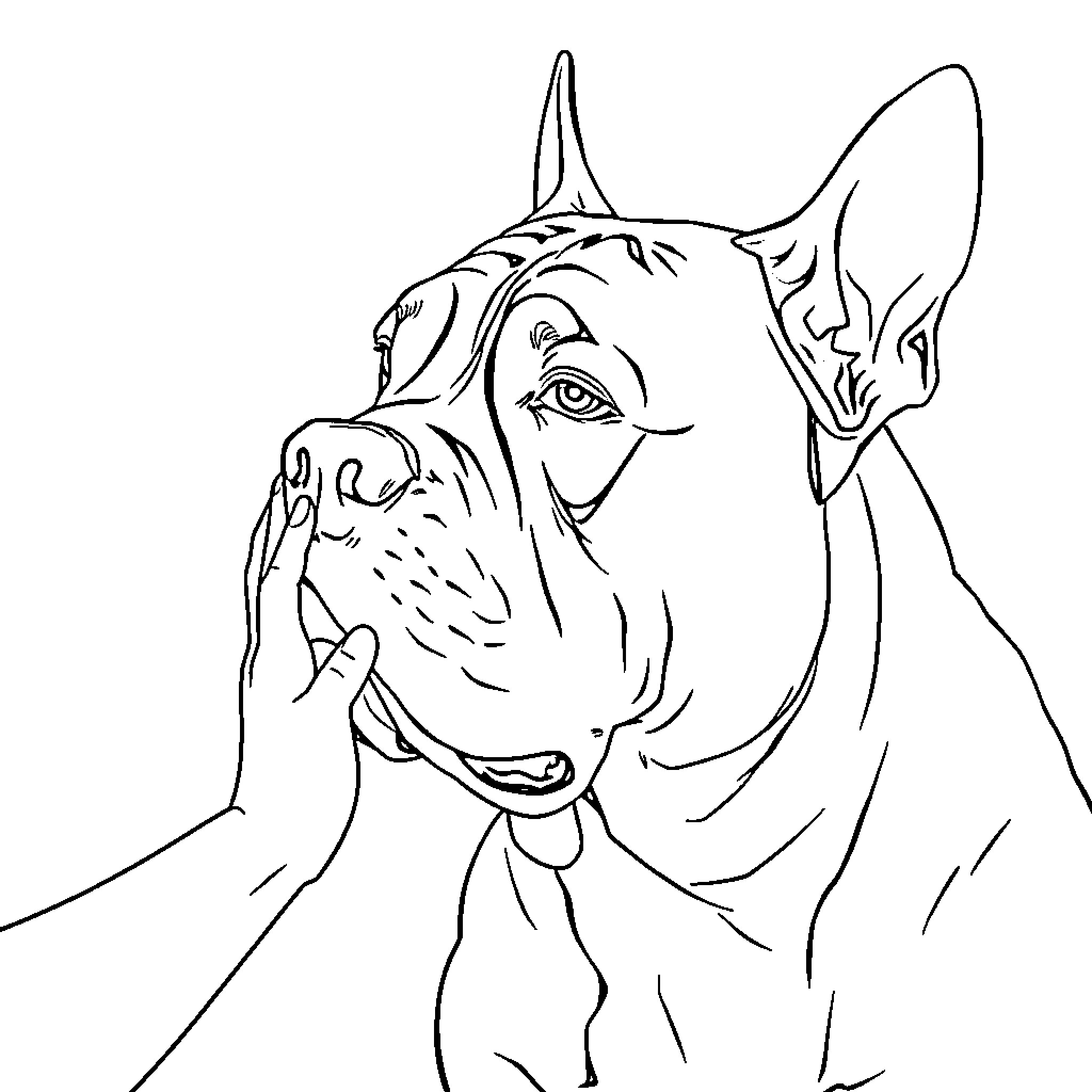 Cane Corso dog in a playful pose Coloring Page (free black-and-white line drawing printable PDF for all, from beginners to advanced learners, including children, teens, adults, and seniors)