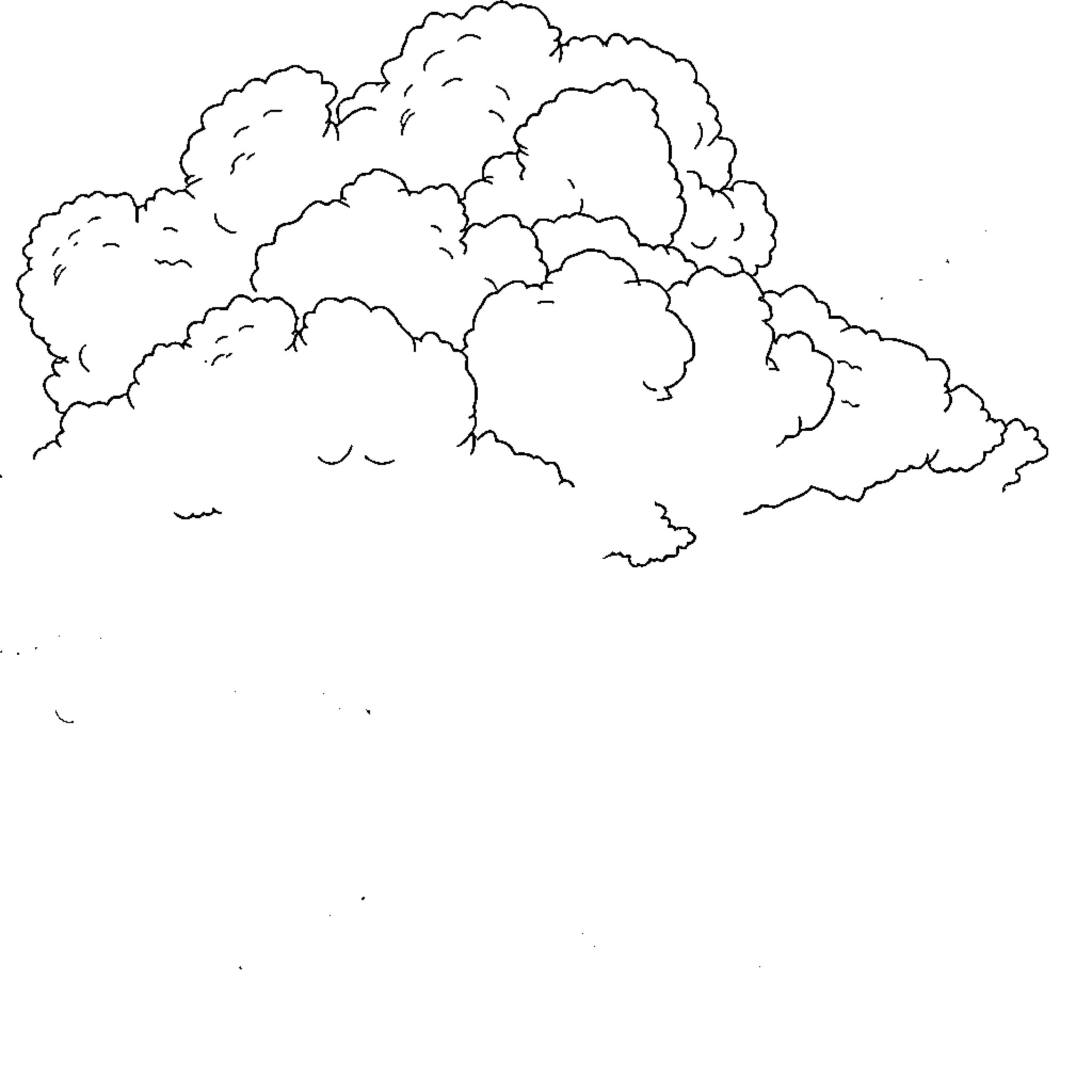 Blue Cloudy Skies Overlook Coloring Page (free black-and-white line drawing printable PDF for all, from beginners to advanced learners, including children, teens, adults, and seniors)