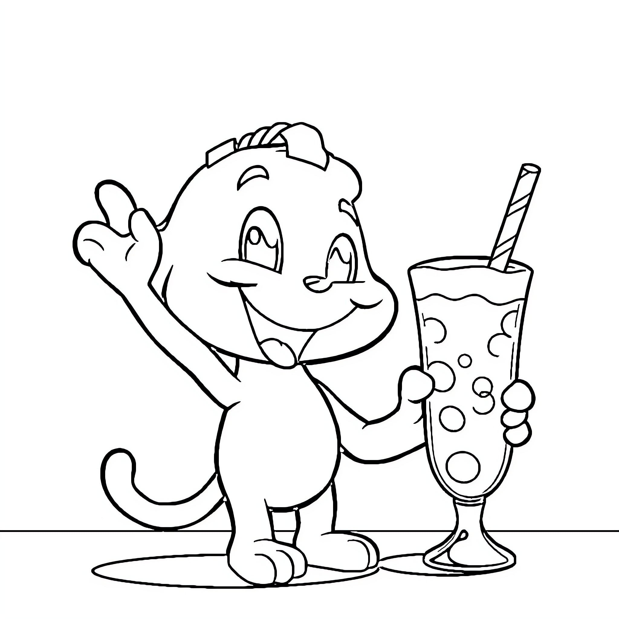 Bluey enjoying a refreshing treat Coloring Page (free black-and-white line drawing printable PDF for all, from beginners to advanced learners, including children, teens, adults, and seniors)