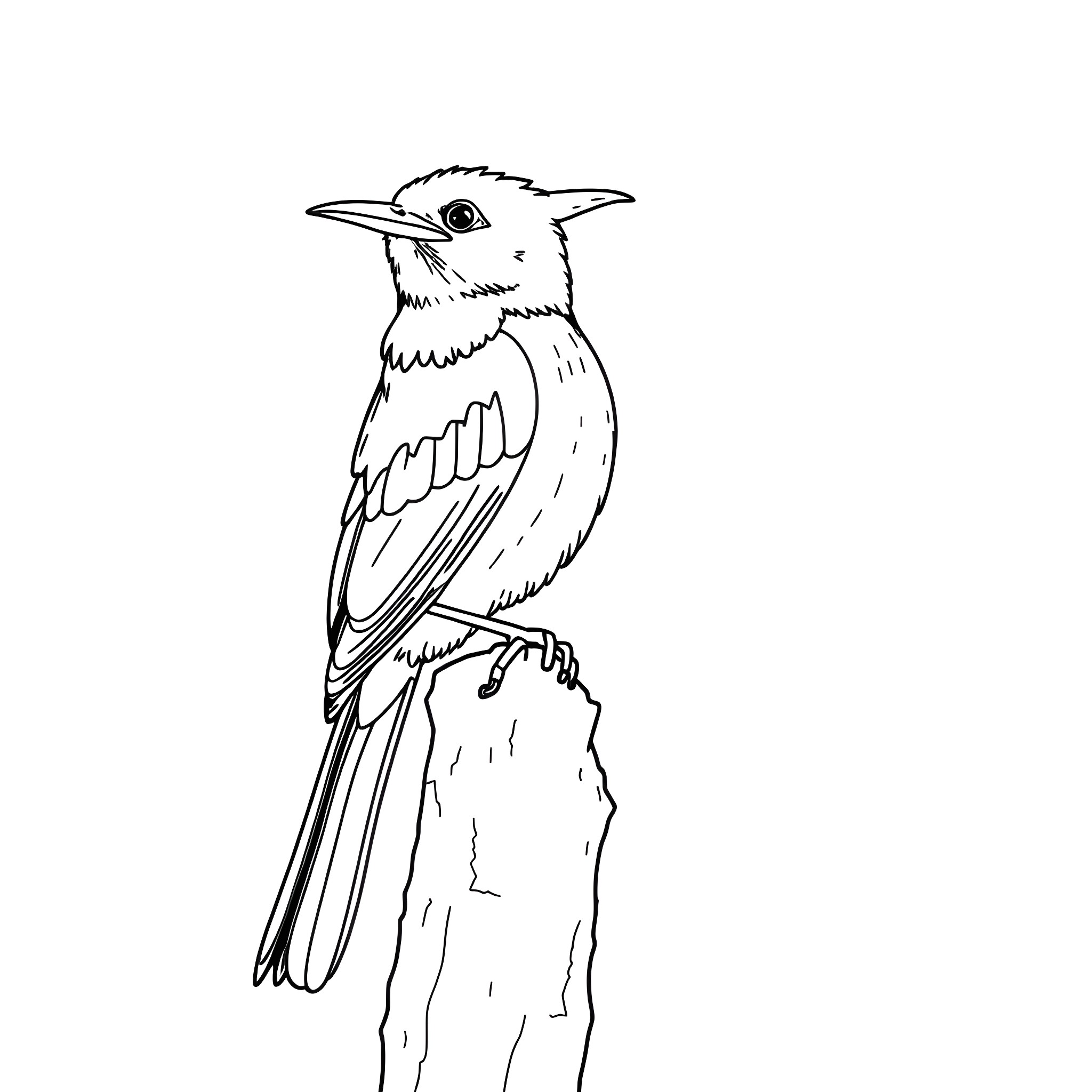 Dacnis bird perched on a branch Coloring Page (free black-and-white line drawing printable PDF for all, from beginners to advanced learners, including children, teens, adults, and seniors)