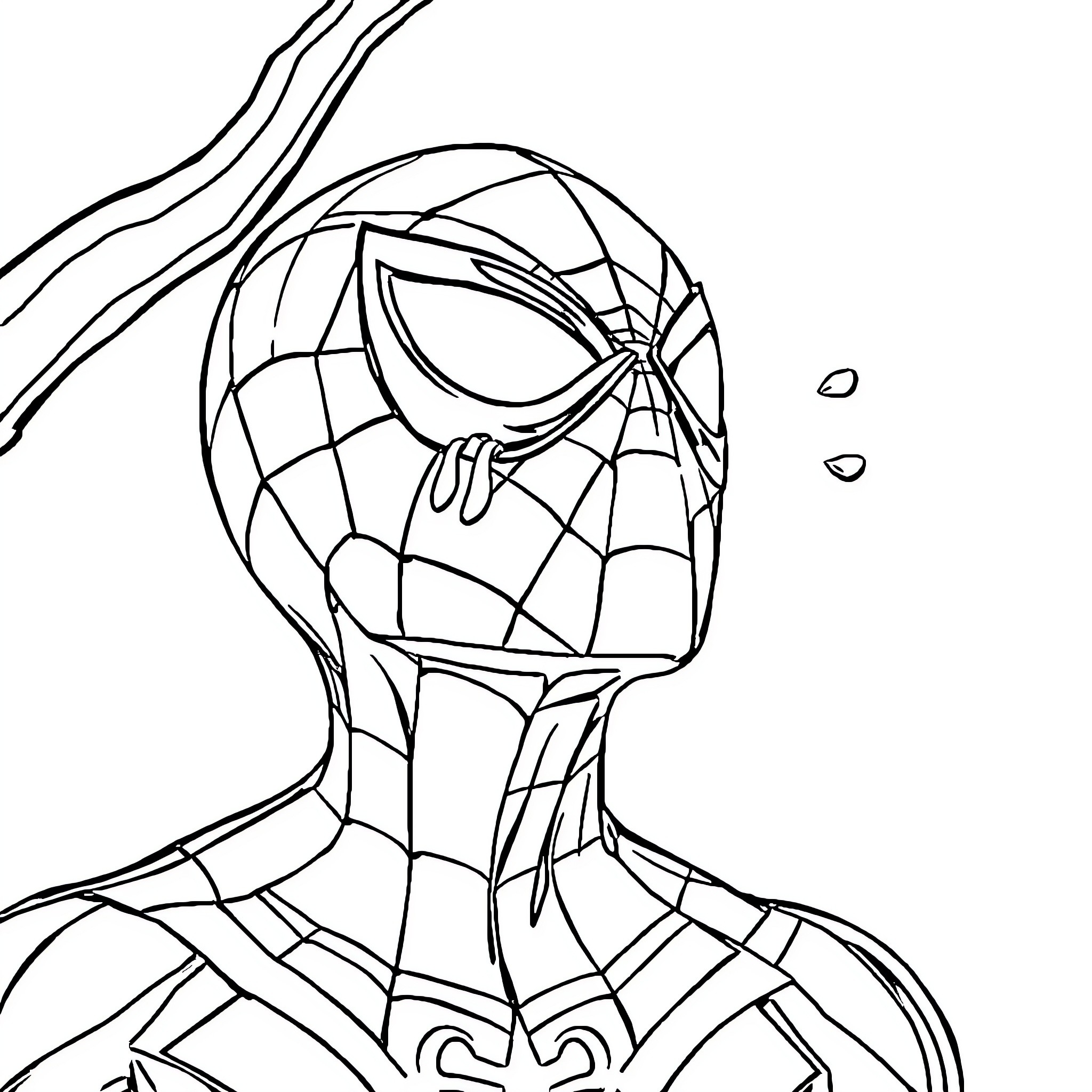 Homem-Aranha swinging with agility and determination Coloring Page (free black-and-white line drawing printable PDF for all, from beginners to advanced learners, including children, teens, adults, and seniors)