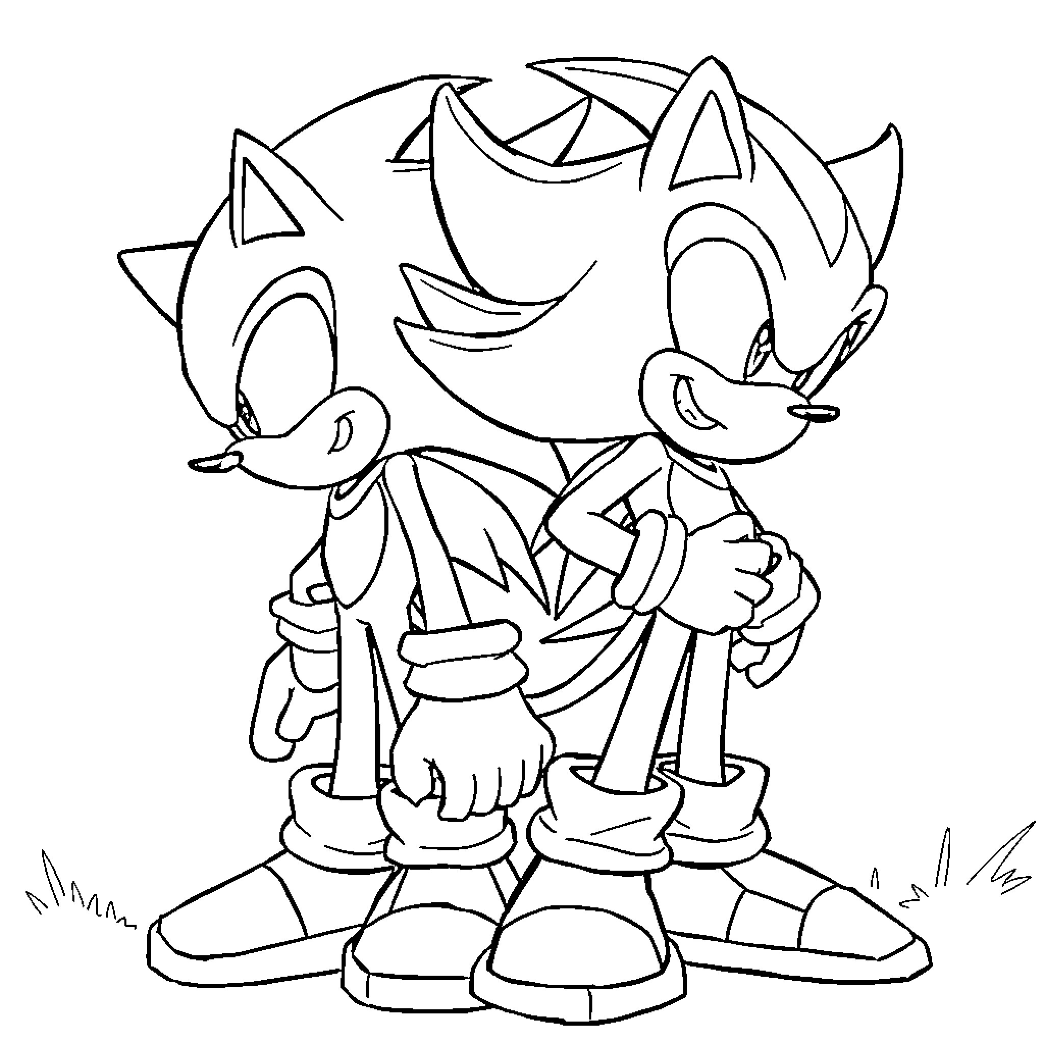 Sonic and Tails: Adventure Duo Coloring Page (free black-and-white line drawing printable PDF for all, from beginners to advanced learners, including children, teens, adults, and seniors)