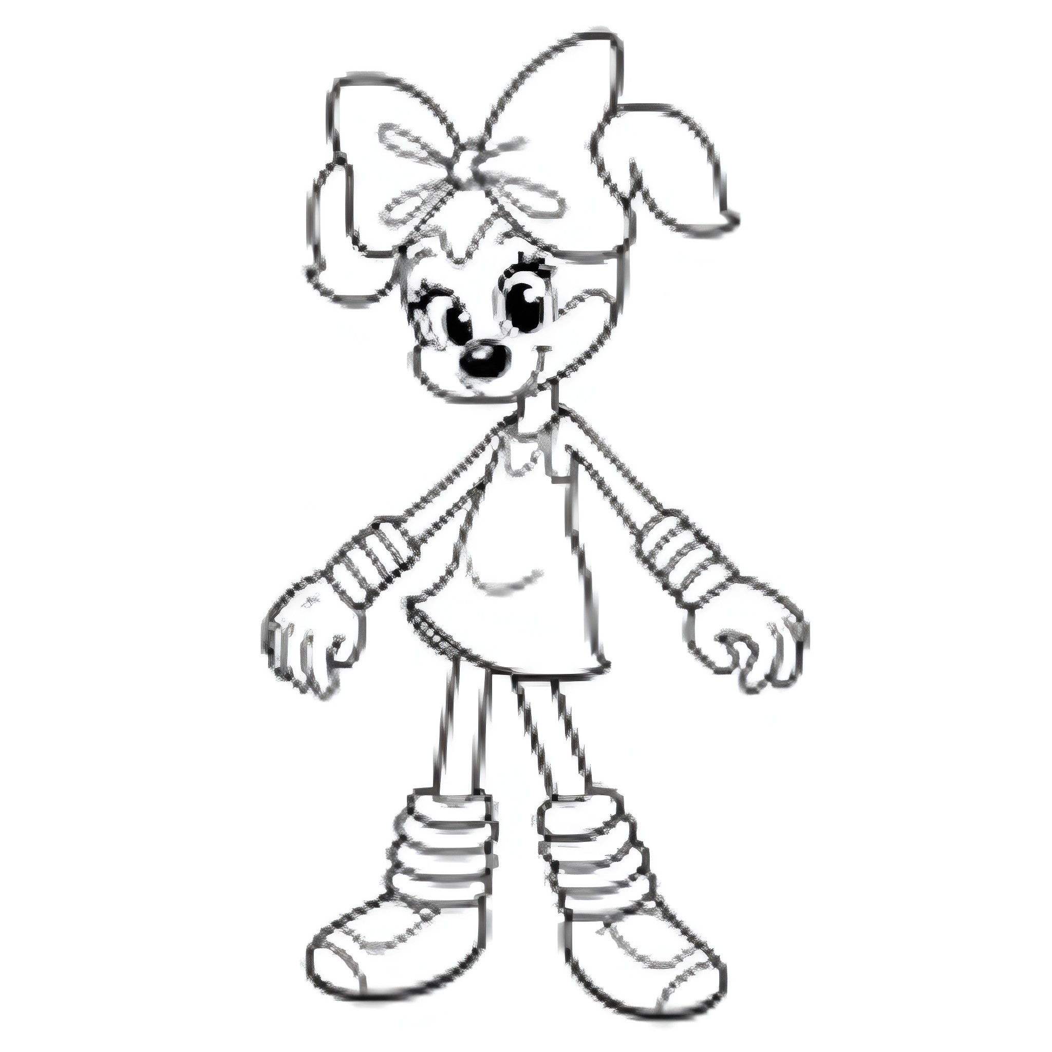 Bluey in playful attire Coloring Page (free black-and-white line drawing printable PDF for all, from beginners to advanced learners, including children, teens, adults, and seniors)