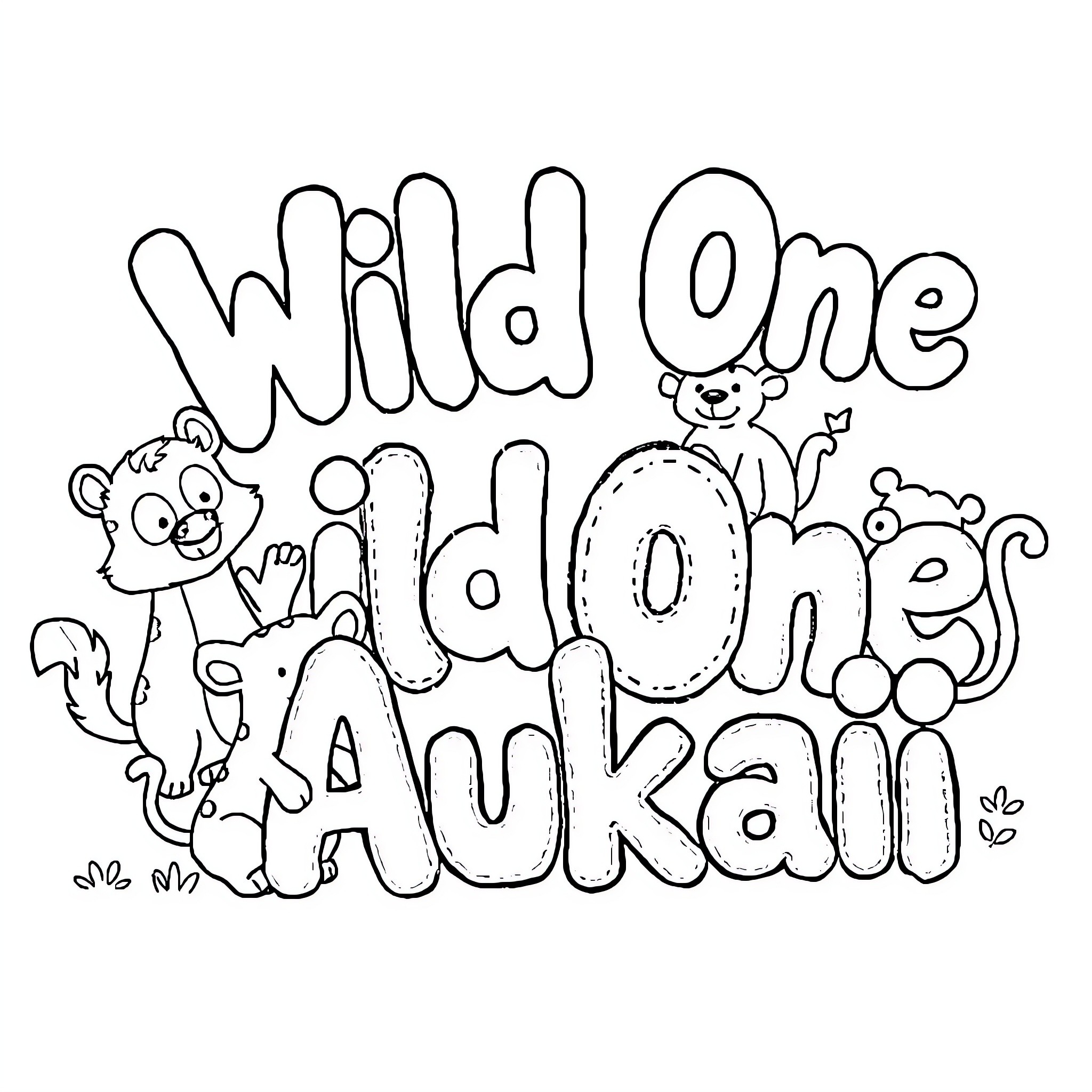 Animal Playful Wildlife Adventure Coloring Page (free black-and-white line drawing printable PDF for all, from beginners to advanced learners, including children, teens, adults, and seniors)