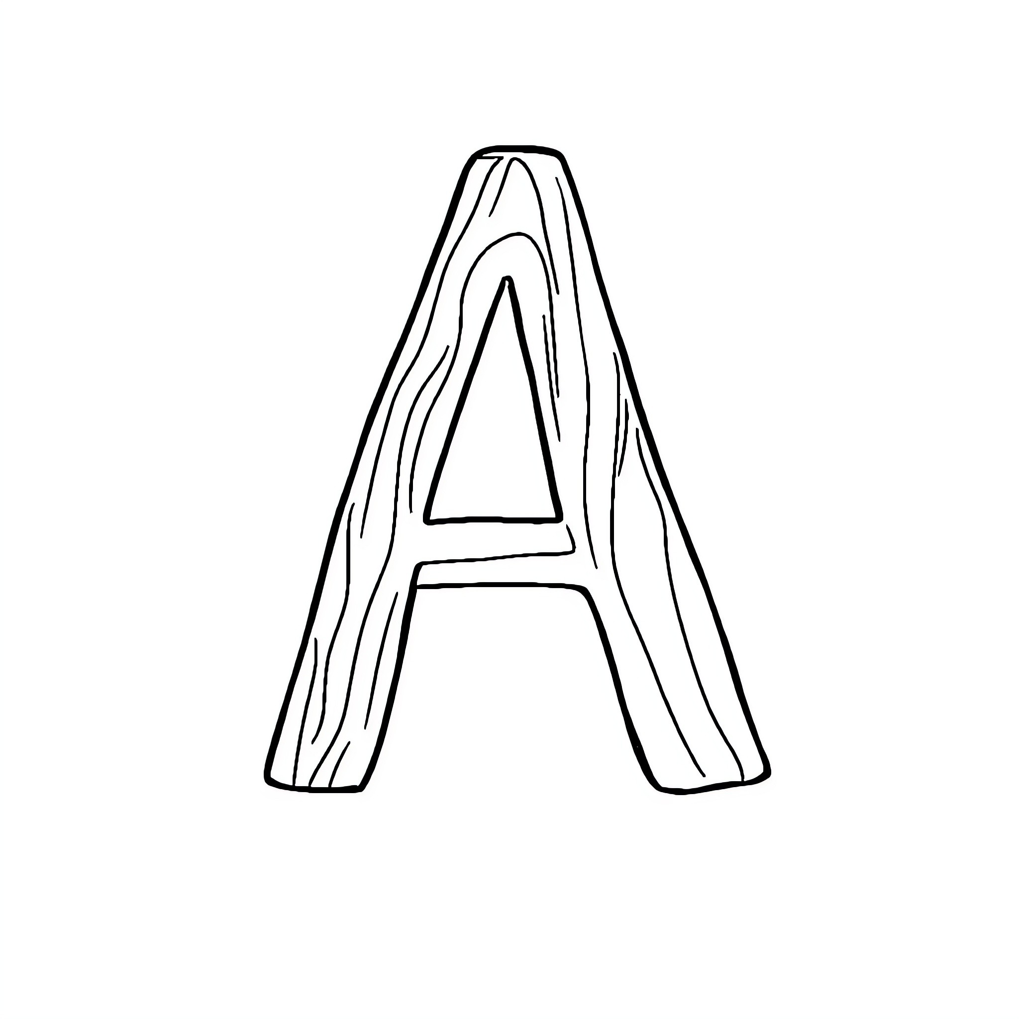 A Wooden Alphabet Letter Coloring Page (free black-and-white line drawing printable PDF for all, from beginners to advanced learners, including children, teens, adults, and seniors)