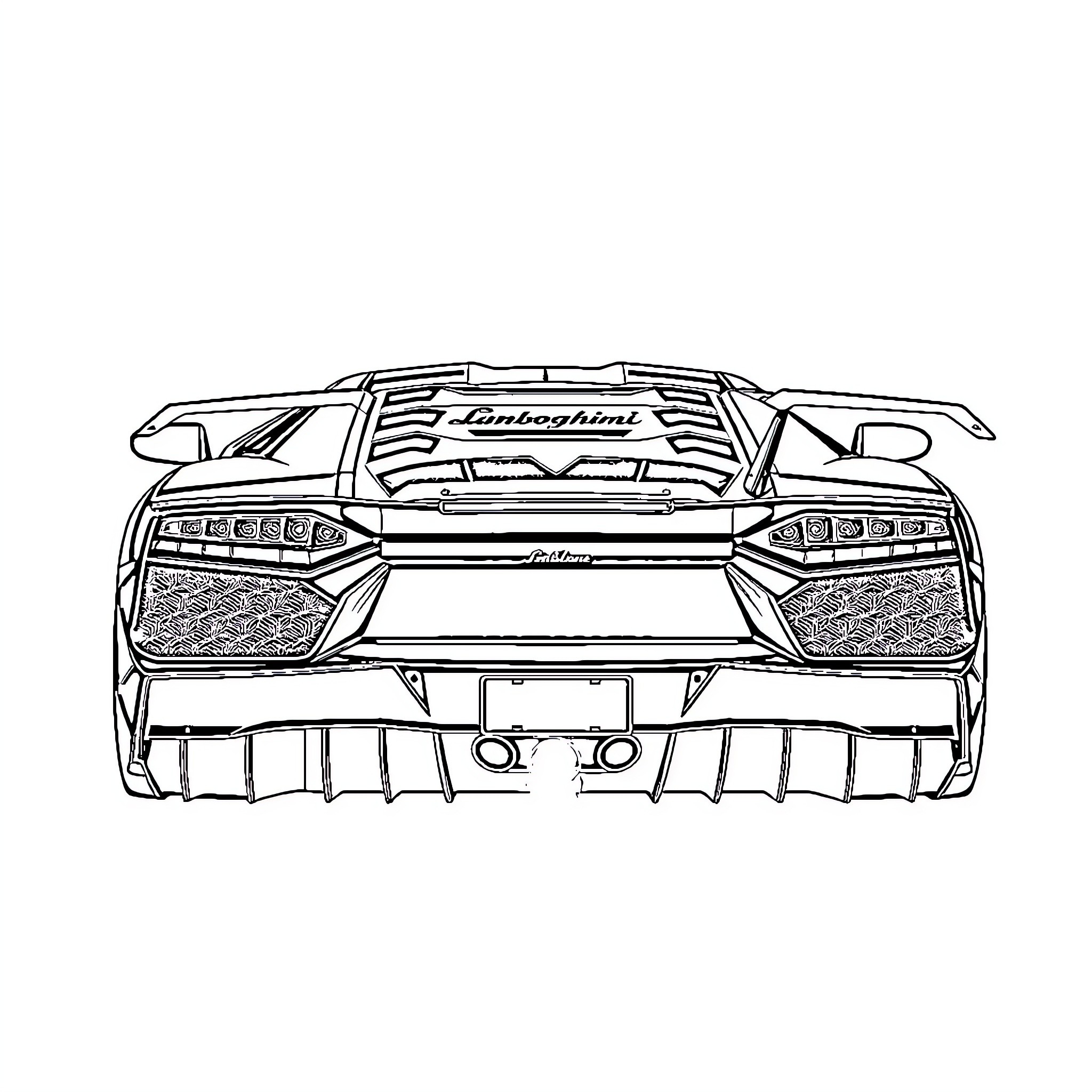 Lamborghini racing car sleek and powerful design Coloring Page (free black-and-white line drawing printable PDF for all, from beginners to advanced learners, including children, teens, adults, and seniors)