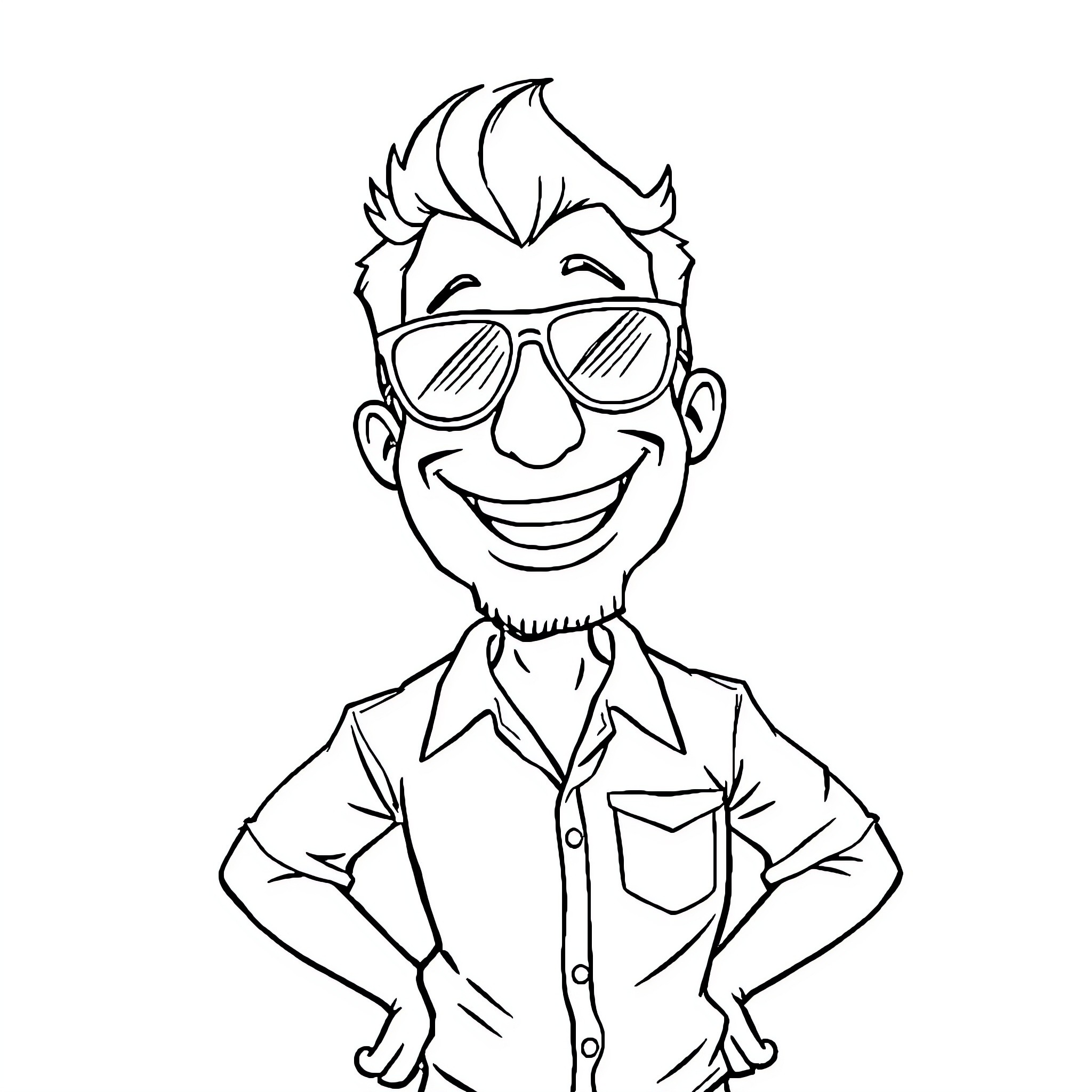 Glen Quagmire in a playful and jovial mood Coloring Page (free black-and-white line drawing printable PDF for all, from beginners to advanced learners, including children, teens, adults, and seniors)