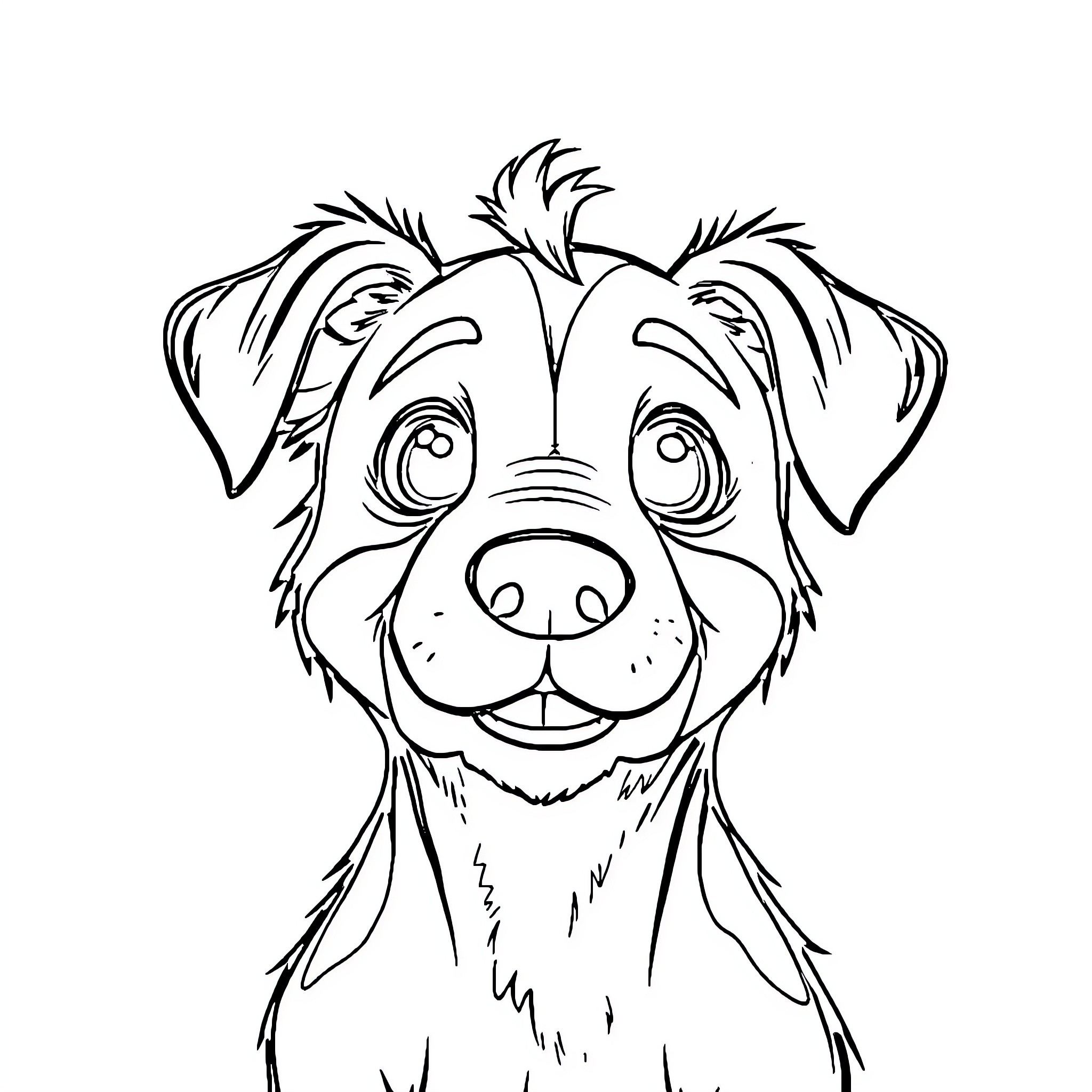 Dog with a friendly and expressive face Coloring Page (free black-and-white line drawing printable PDF for all, from beginners to advanced learners, including children, teens, adults, and seniors)