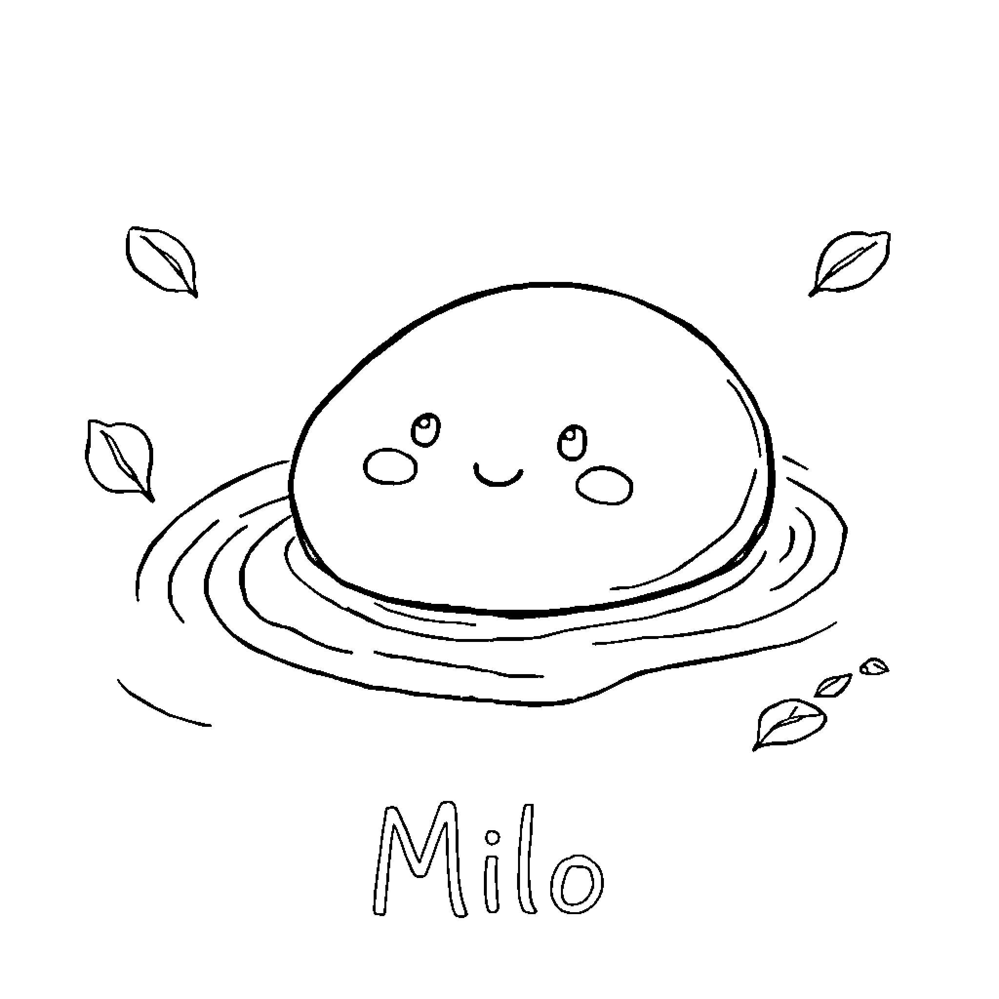 Pebble floating peacefully in the water Coloring Page (free black-and-white line drawing printable PDF for all, from beginners to advanced learners, including children, teens, adults, and seniors)
