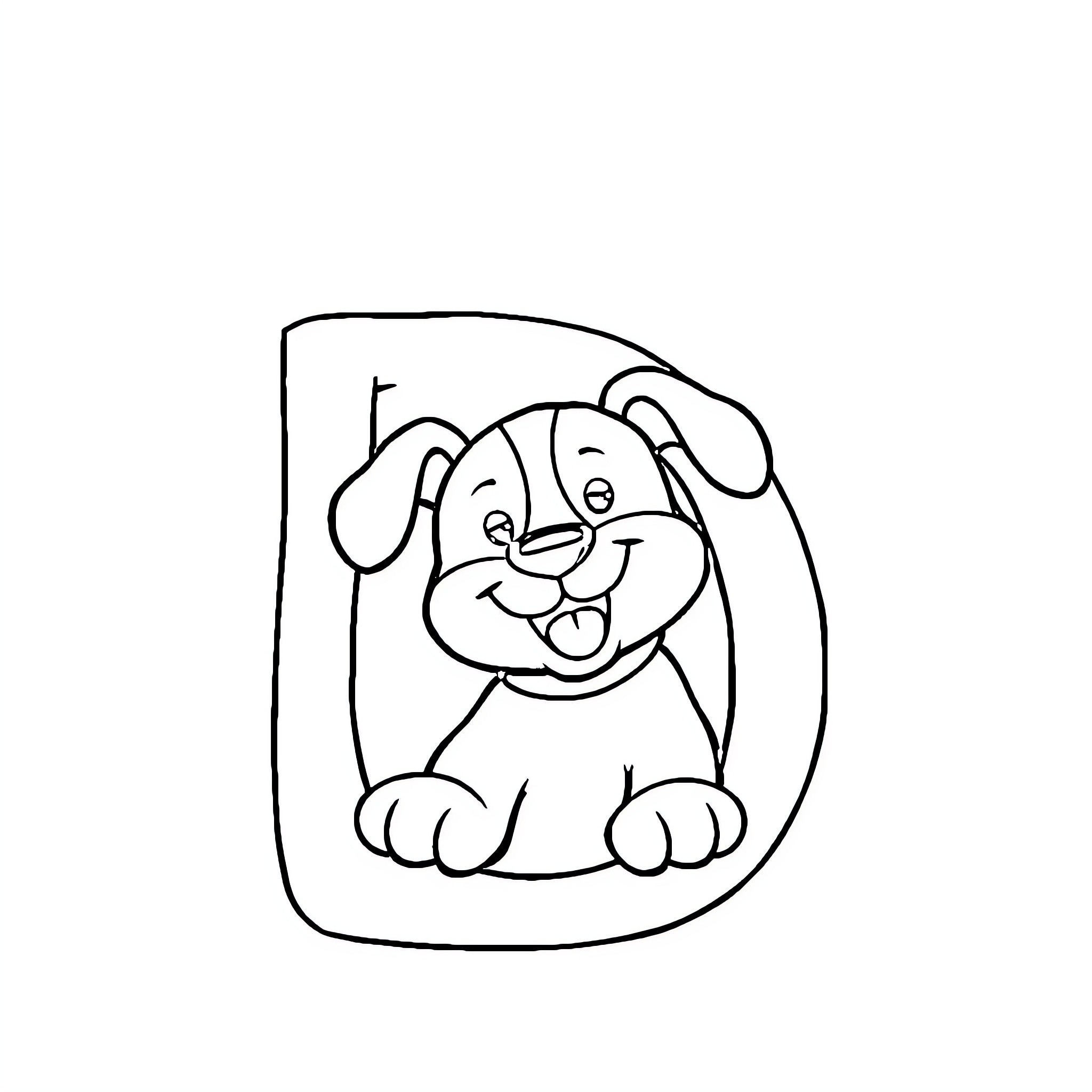Dog in a cartoon frame Coloring Page (free black-and-white line drawing printable PDF for all, from beginners to advanced learners, including children, teens, adults, and seniors)