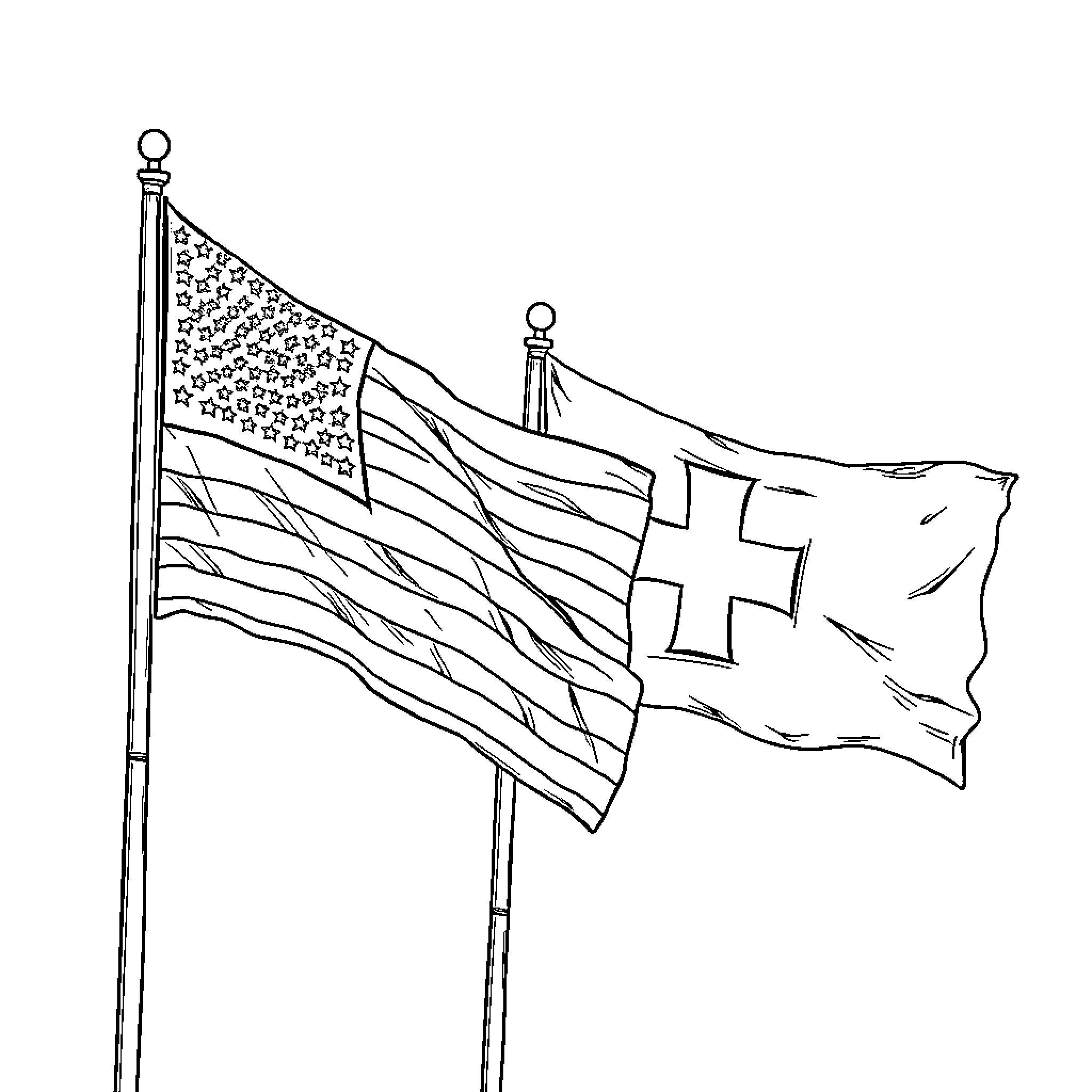Flag with geometric patterns and symbols Coloring Page (free black-and-white line drawing printable PDF for all, from beginners to advanced learners, including children, teens, adults, and seniors)