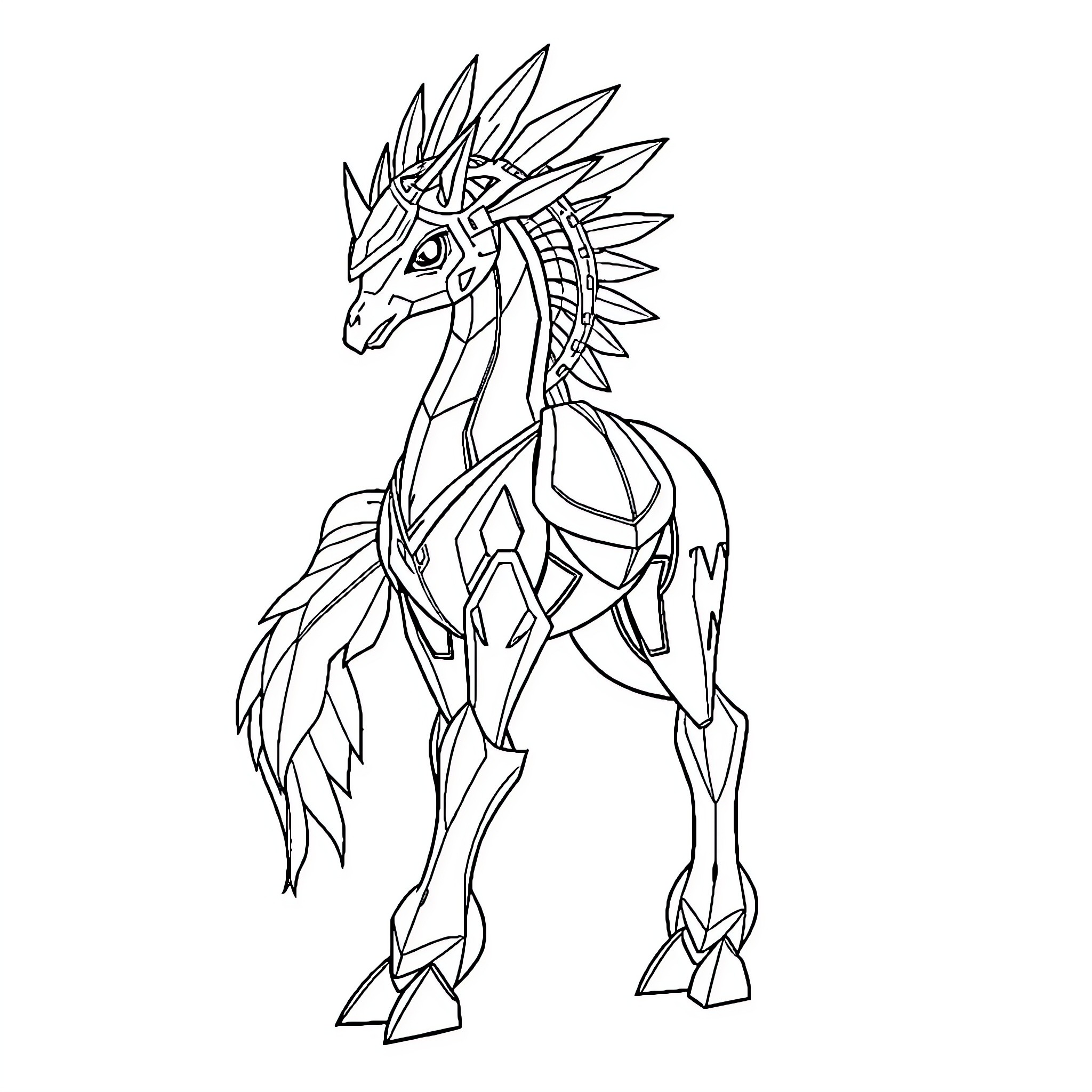 Chocobo with intricate ornamental design Coloring Page (free black-and-white line drawing printable PDF for all, from beginners to advanced learners, including children, teens, adults, and seniors)