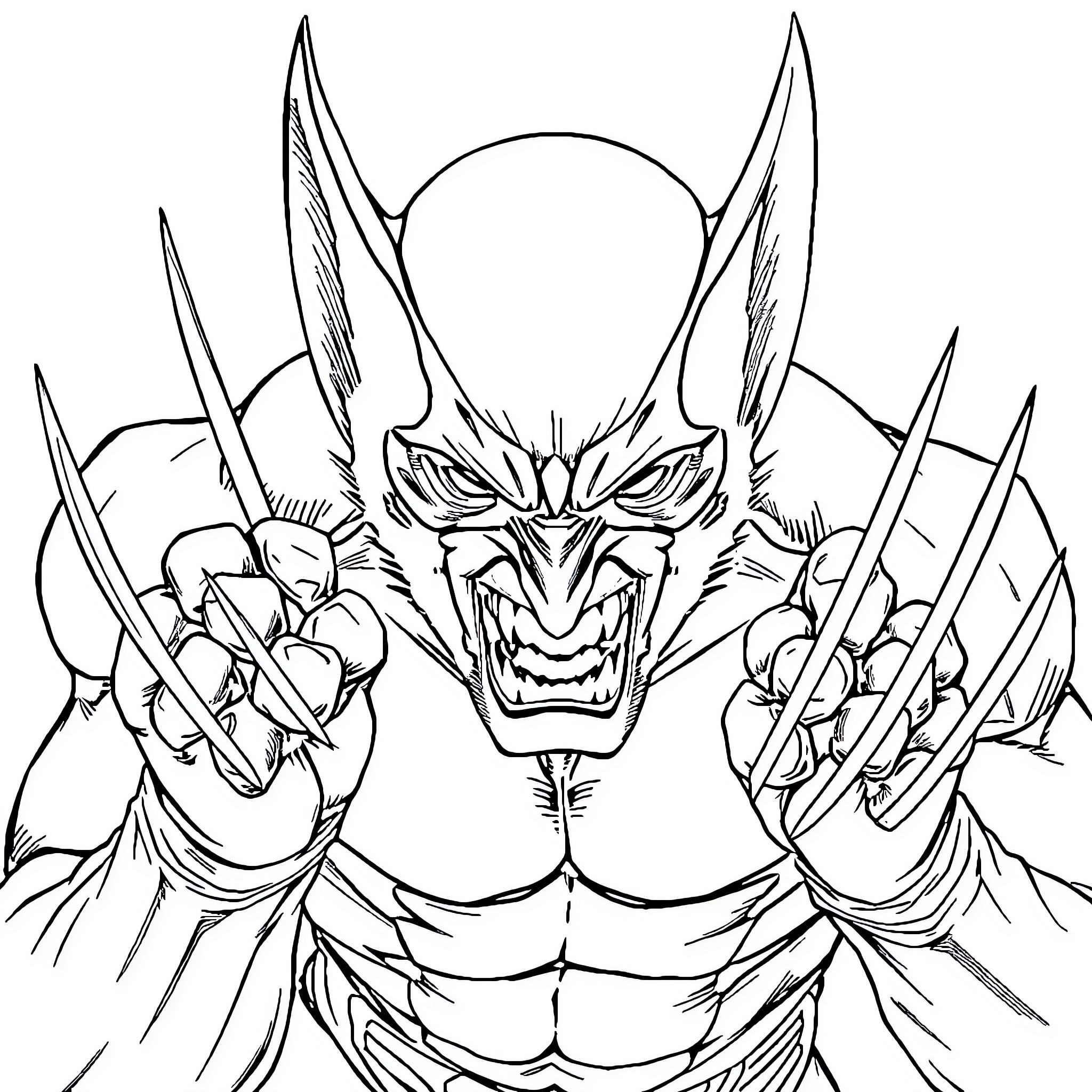 Wolverine's intense battle with fierce claws and fury Coloring Page (free black-and-white line drawing printable PDF for all, from beginners to advanced learners, including children, teens, adults, and seniors)