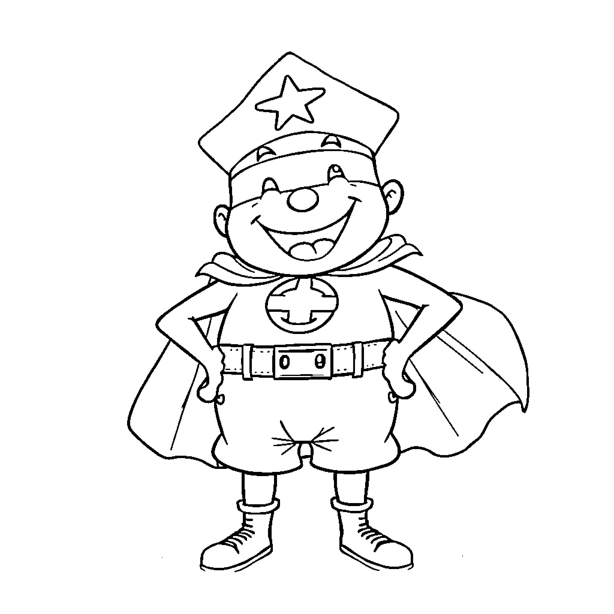 Captain Underpants saves the day in a fun adventure Coloring Page (free black-and-white line drawing printable PDF for all, from beginners to advanced learners, including children, teens, adults, and seniors)