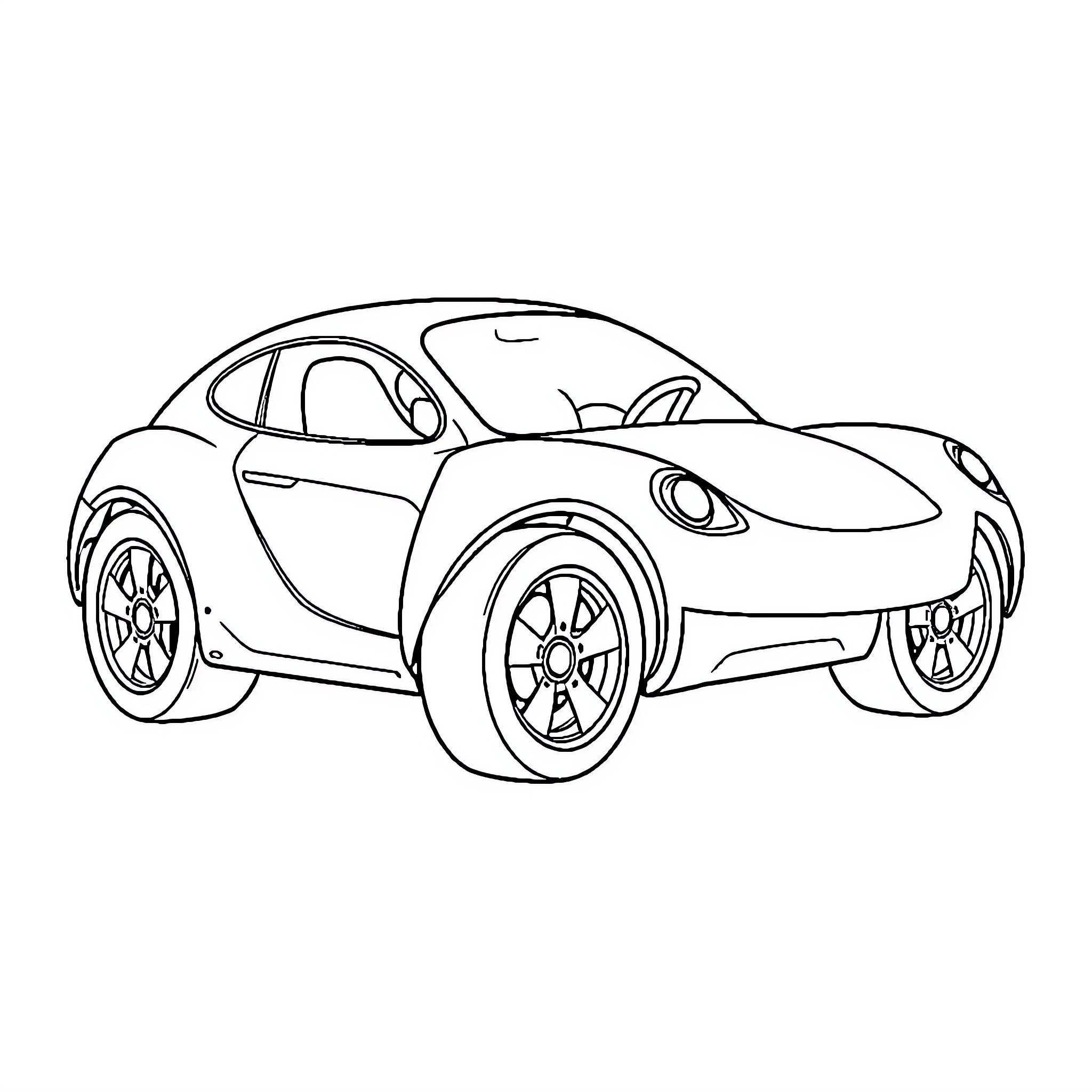 Electric Car Sketch on a White Background Coloring Page (free black-and-white line drawing printable PDF for all, from beginners to advanced learners, including children, teens, adults, and seniors)
