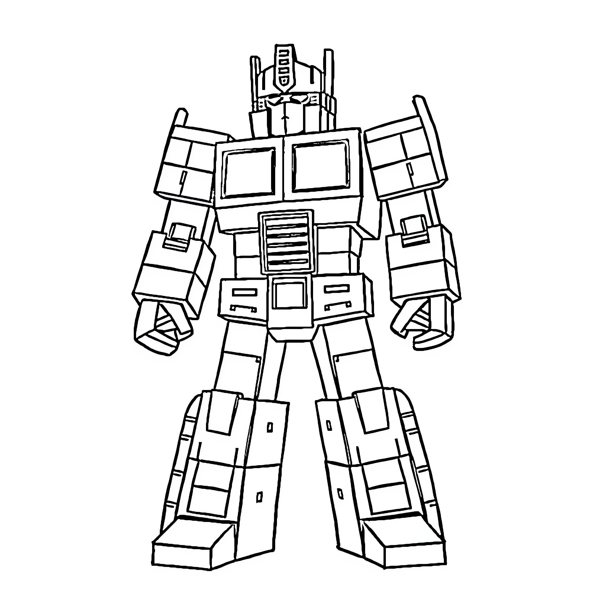 Optimus Prime in heroic robot form Coloring Page (free black-and-white line drawing printable PDF for all, from beginners to advanced learners, including children, teens, adults, and seniors)