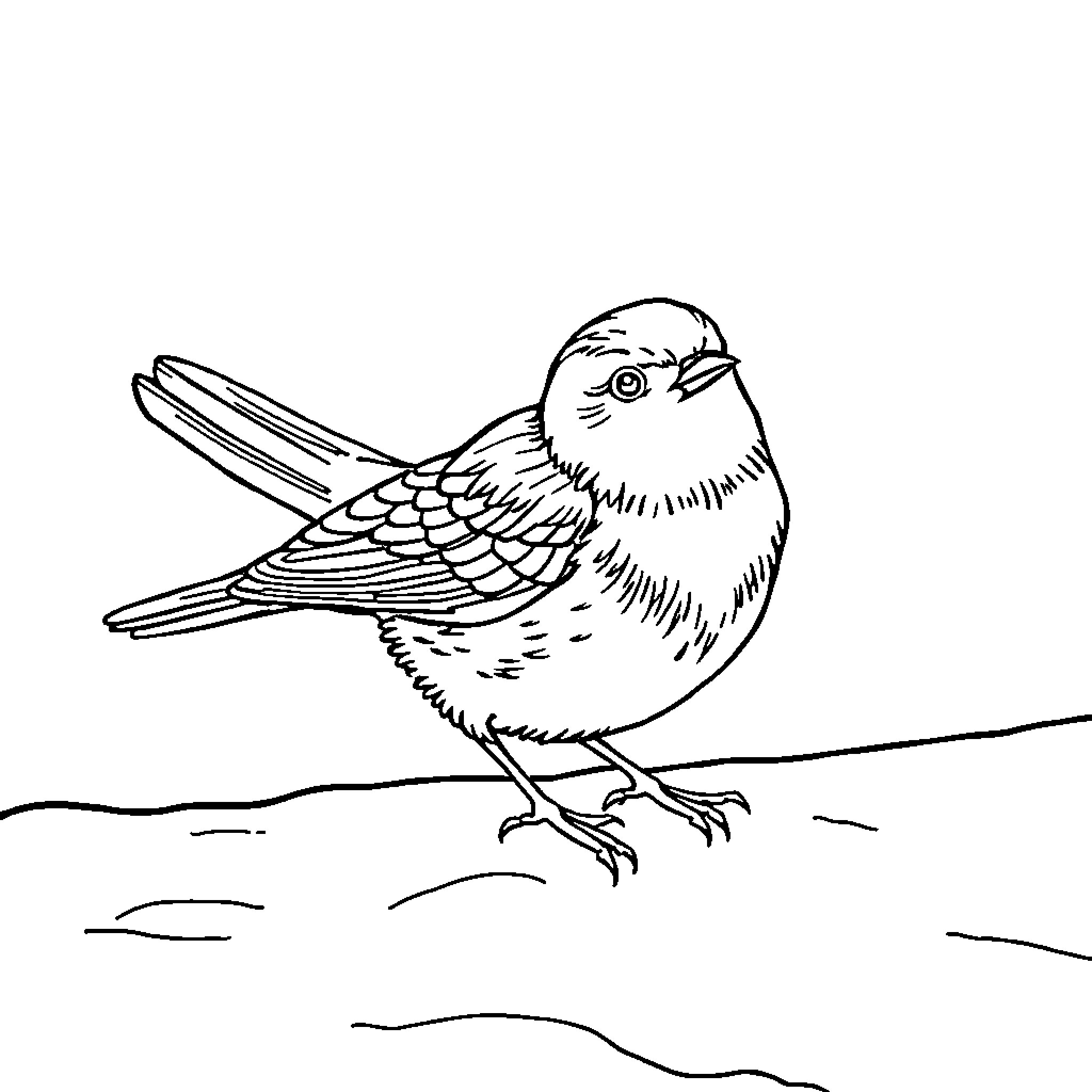 Owl perched on a branch in nature Coloring Page (free black-and-white line drawing printable PDF for all, from beginners to advanced learners, including children, teens, adults, and seniors)