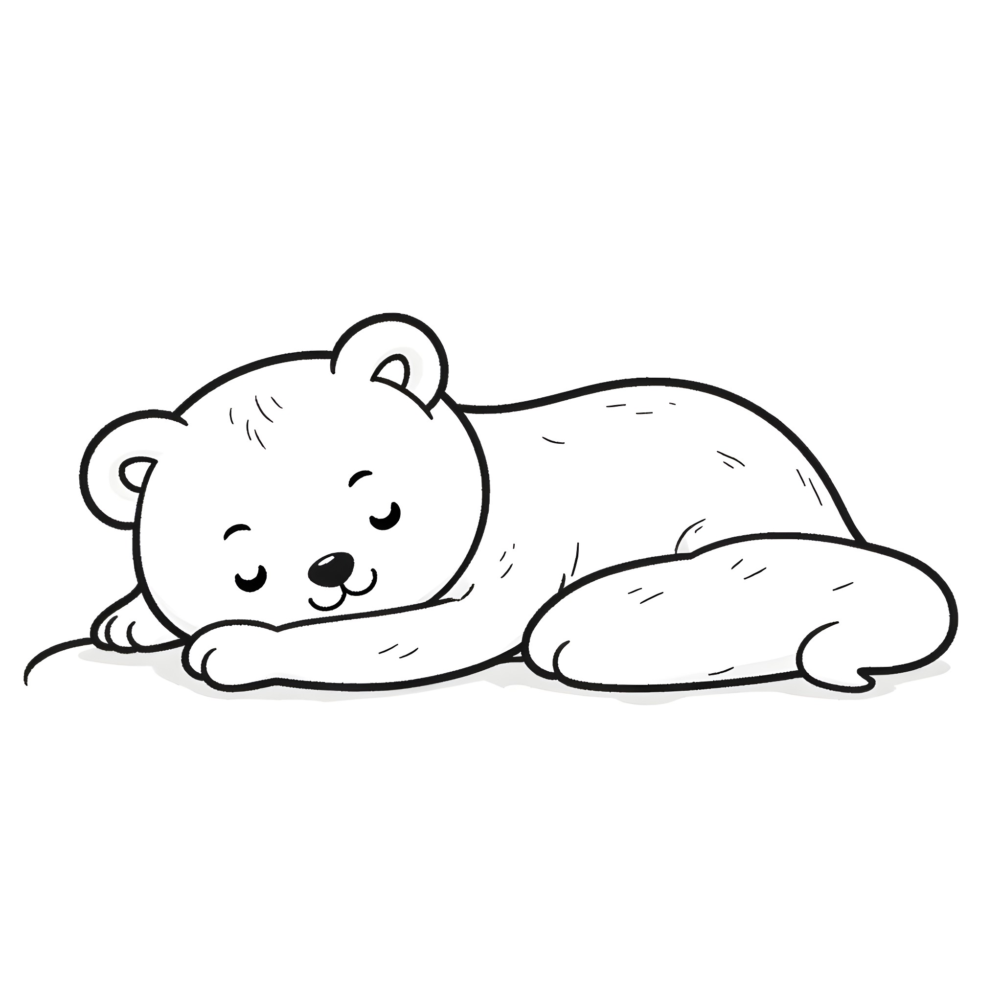 Teddy Bear sleeping peacefully Coloring Page (free black-and-white line drawing printable PDF for all, from beginners to advanced learners, including children, teens, adults, and seniors)