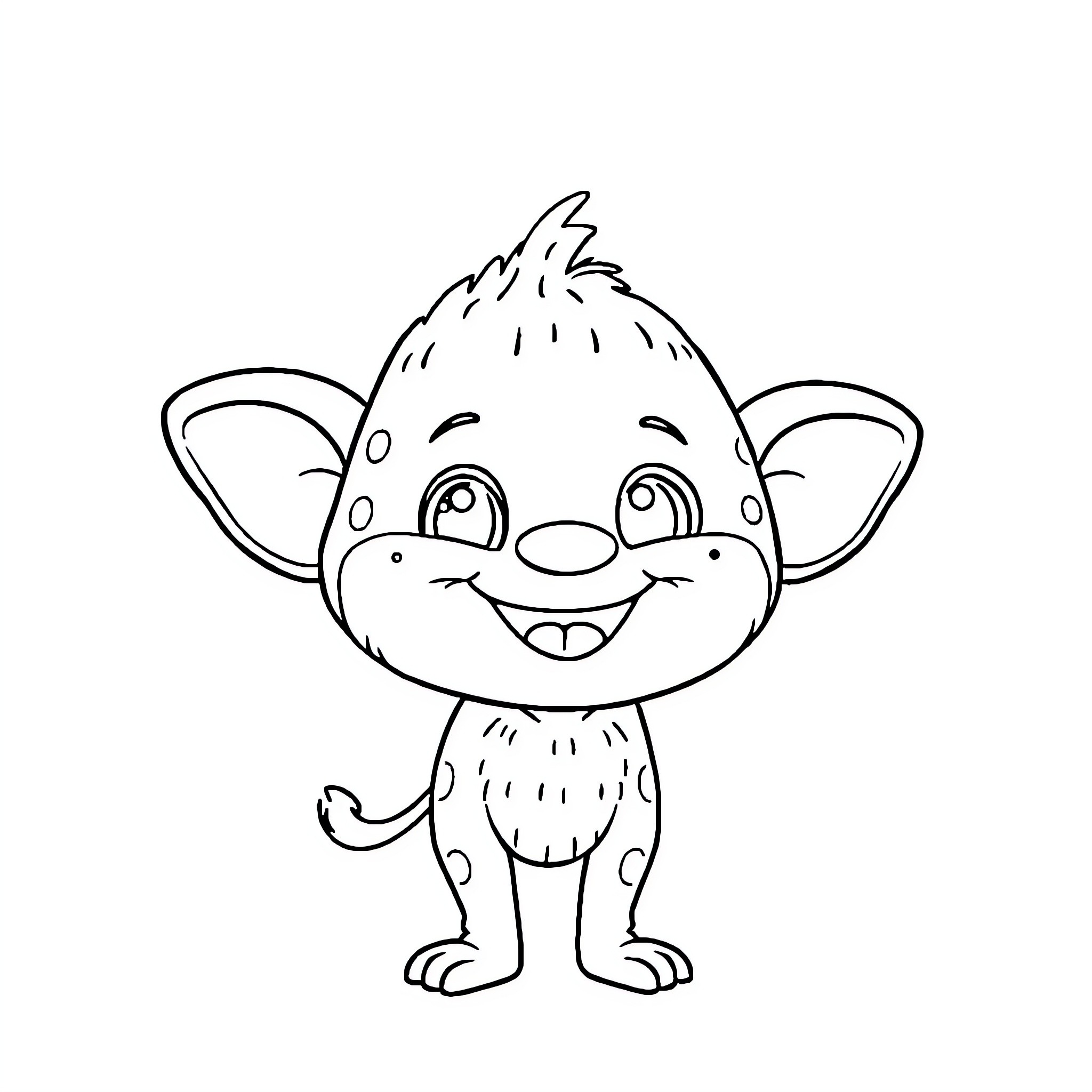 Labubu the Cute and Friendly Creature Coloring Page (free black-and-white line drawing printable PDF for all, from beginners to advanced learners, including children, teens, adults, and seniors)