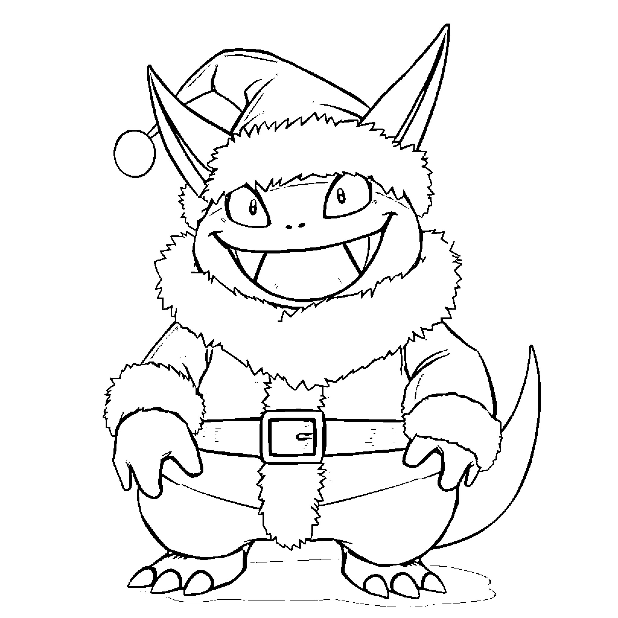 Gengar in Mischievous Disguise Coloring Page (free black-and-white line drawing printable PDF for all, from beginners to advanced learners, including children, teens, adults, and seniors)
