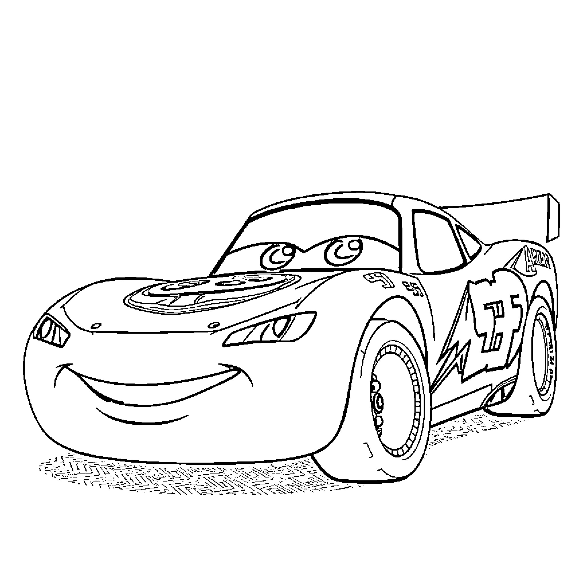 Rayo McQueen racing with excitement Coloring Page (free black-and-white line drawing printable PDF for all, from beginners to advanced learners, including children, teens, adults, and seniors)