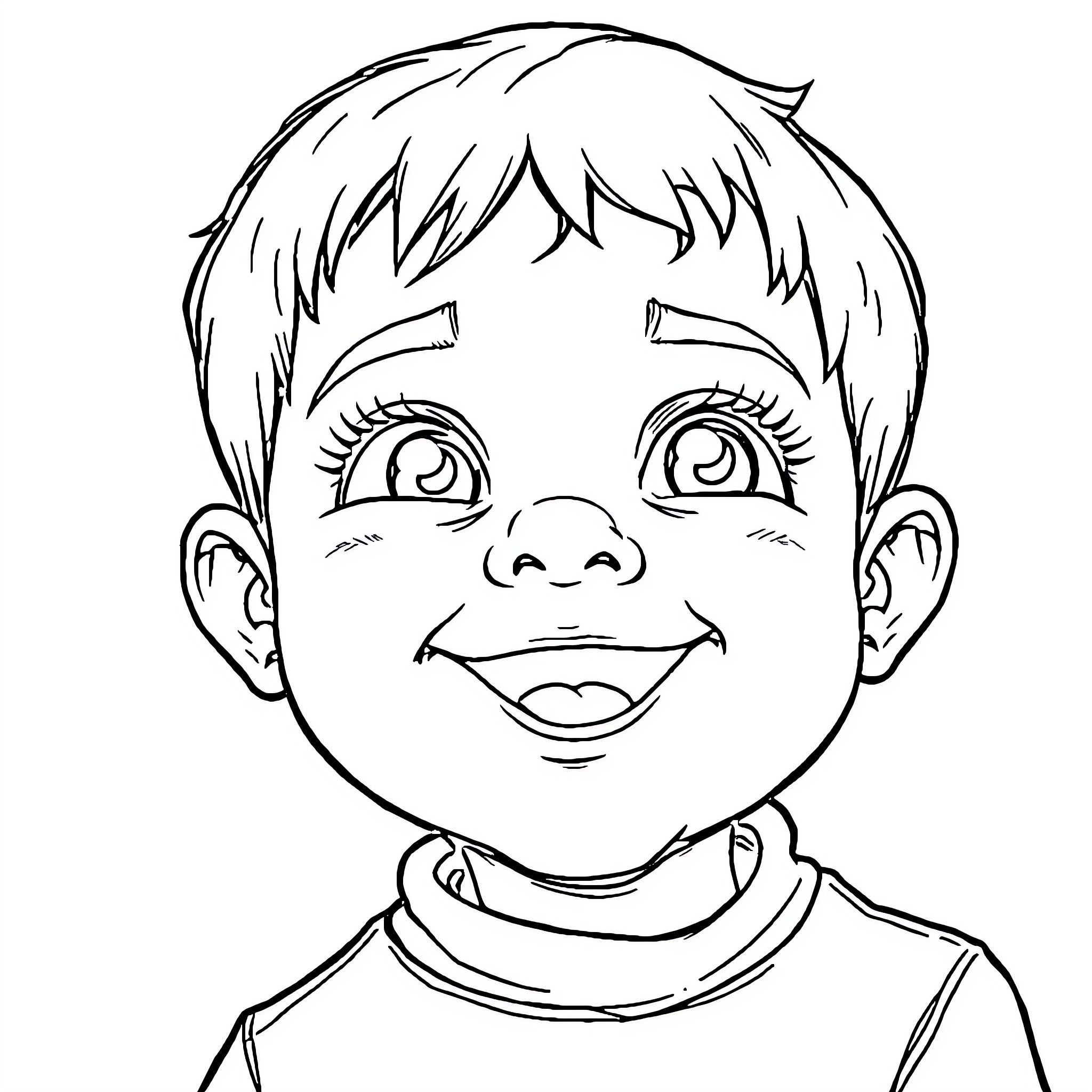 Child with a happy expression Coloring Page (free black-and-white line drawing printable PDF for all, from beginners to advanced learners, including children, teens, adults, and seniors)