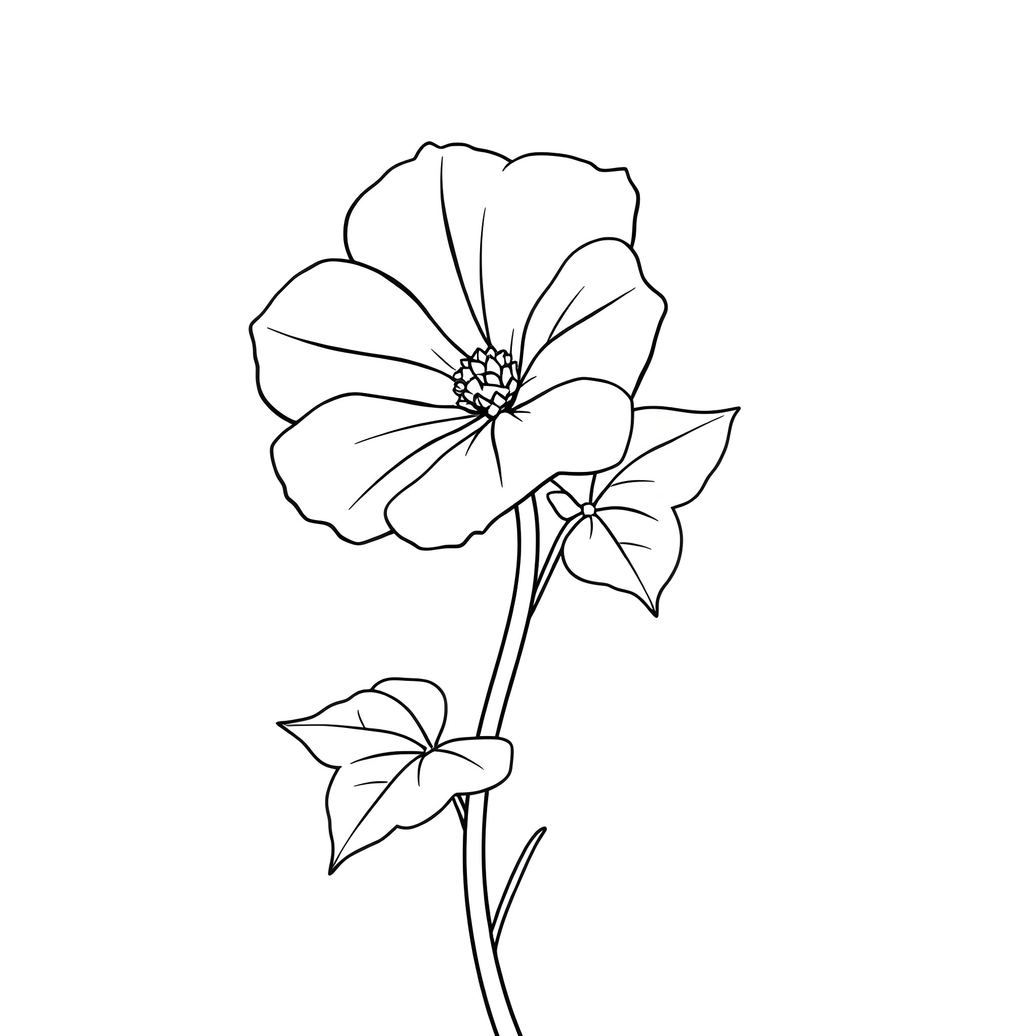 Nasturtium flower with graceful petals Coloring Page (free black-and-white line drawing printable PDF for all, from beginners to advanced learners, including children, teens, adults, and seniors)